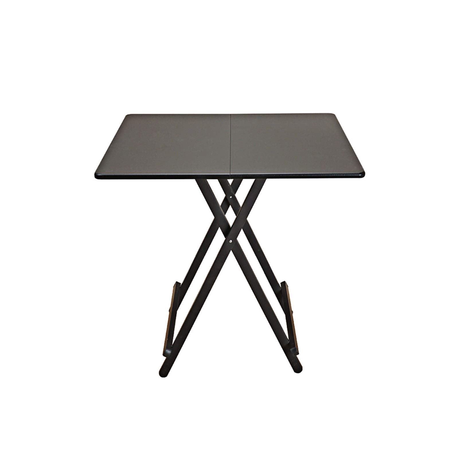 Sturdy Folding Overbed Table with Natural Wood Veneer Top - Portable Laptop & Snack Table 31.5x31.5x29.5 Inches (80x80x75cm) - Perfect for Breakfast, Work, Gaming & Hospital Use - Black