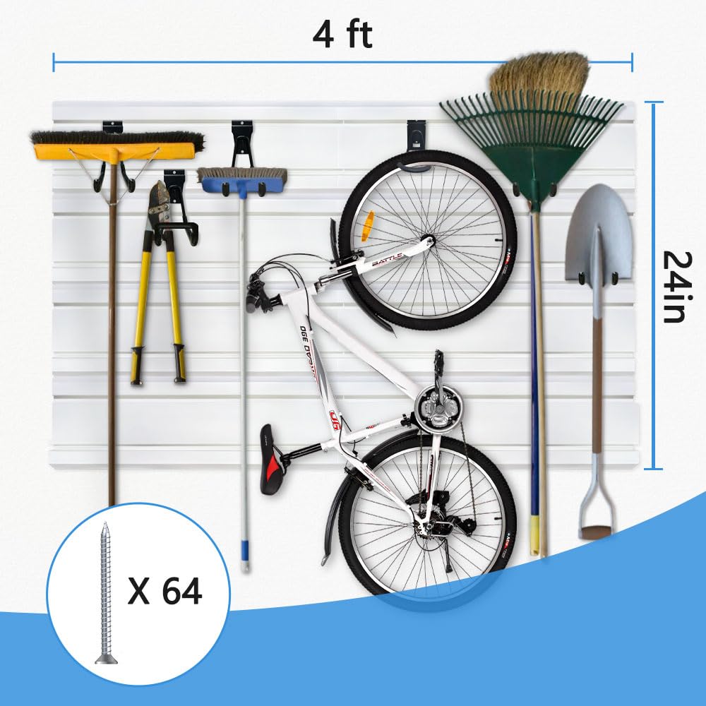 8PCS Heavy Duty PVC Slatwall Panels - 4x2 ft Garage Wall Organizer System for Tools, Sports Gear & Storage (Perfect for Garage, Workshop & Retail Displays)