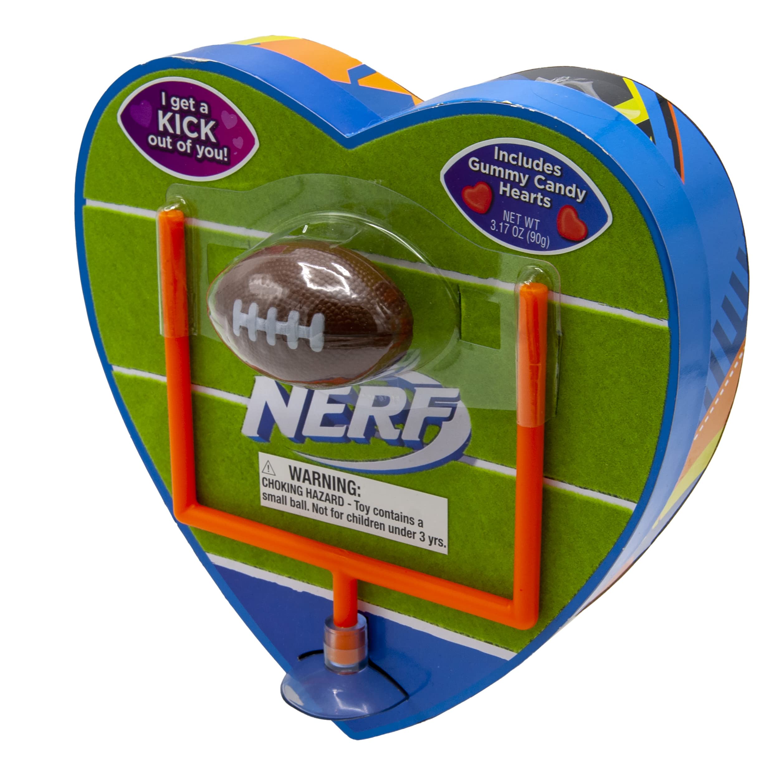 Frankford Candy Nerf Football Heart Shaped Chocolate Box - 3.17oz Sports-Themed Valentine's Day, Birthday & Father's Day Gift for Dad, Grandpa, Teachers & Coaches - Perfect for Game Day, School Events & Holiday Celebrations