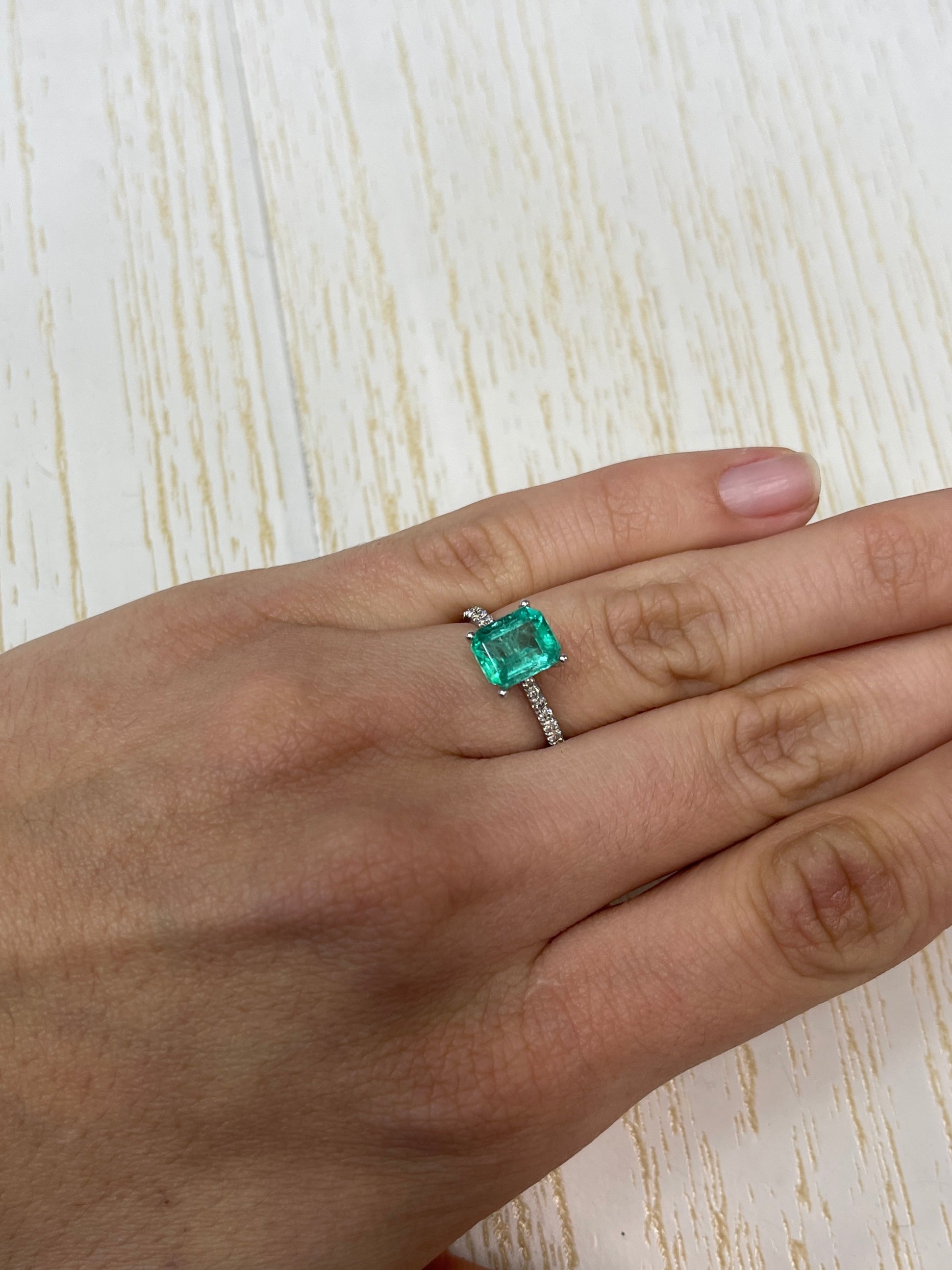 2.17 Carat 8.5x7mm Bluish Green Natural Loose Colombian Emerald Gemstone - Emerald Cut for Jewelry Making, Engagement Rings & Fine Collections