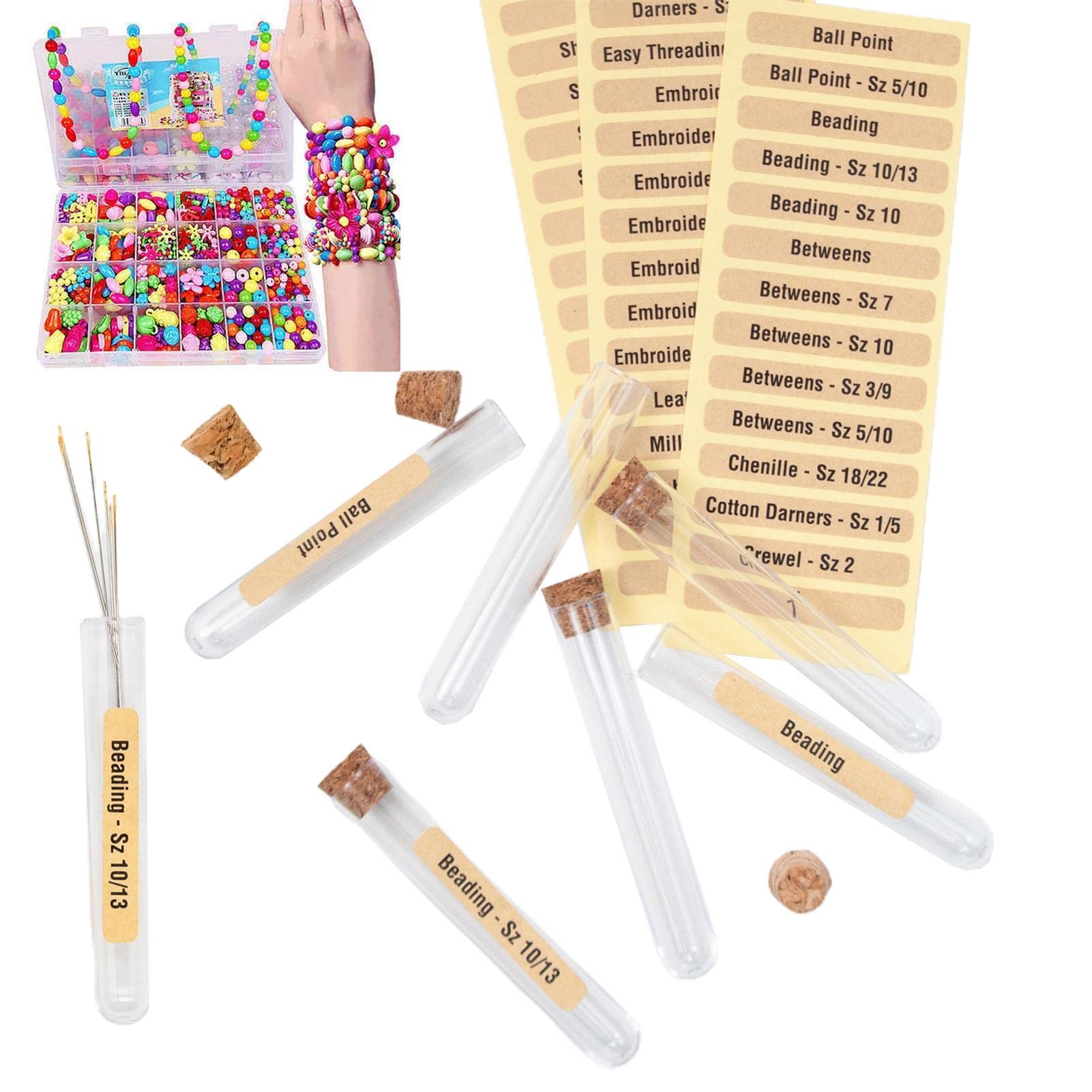 Boboni Clear Needle Storage Tubes - Embroidery Needle Organizer with Label Stickers | Portable Needle Case for Sewing, Quilting & Crafting | Perfect for Travel & Home Needlework Projects