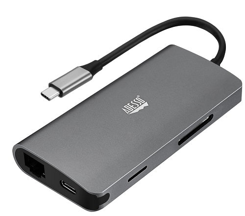 Adesso 8-in-1 USB C Docking Station with HDMI, USB 3.0, Ethernet, SD Card Reader - Perfect for MacBook Pro, Dell XPS, HP Laptop & Home Office Setup