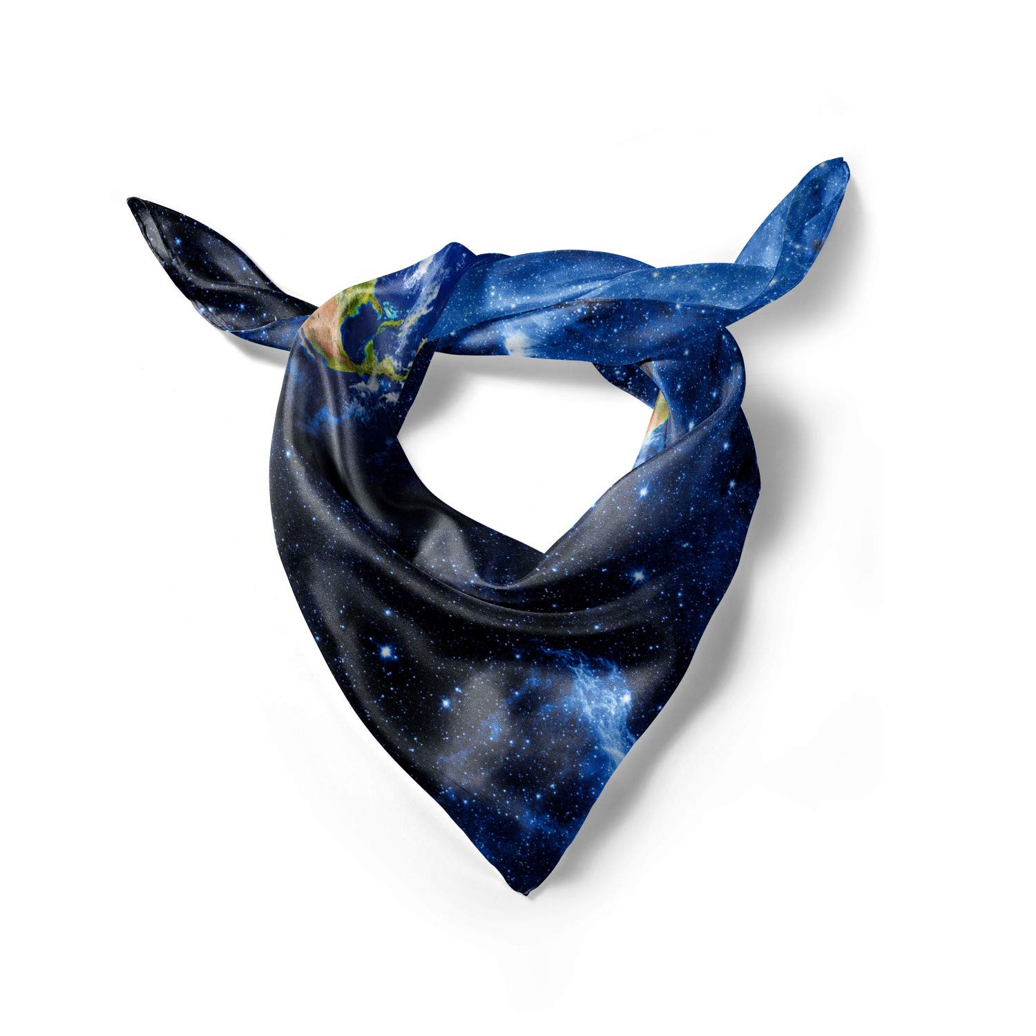 Ambesonne Space Hair Scarf with Planet Earth Solar System Print - Stylish Head Wrap for Women, Boho Fashion Accessory for Outdoor Activities, Travel, and Everyday Wear