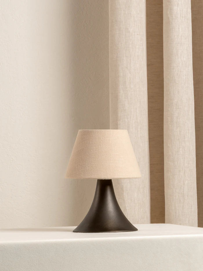 Elegant Bronze & Linen Rechargeable Table Lamp - Modern Home & Office Decor - Perfect for Bedside, Living Room, or Study Lighting