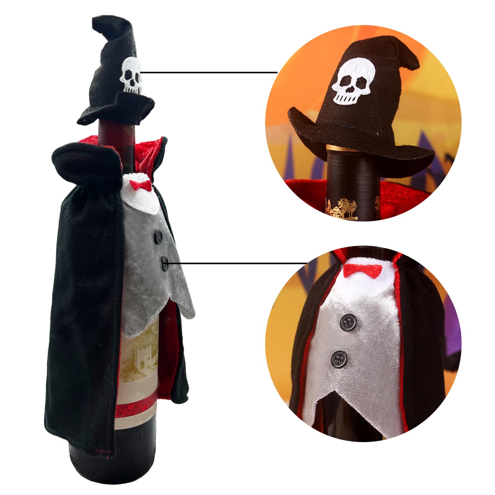 Halloween Wine Bottle Cover Decoration - Vampire Wine Holder & Dracula Wine Sleeve for Halloween Party Decor, Spooky Home Decorations - Perfect for Halloween Gifts, Wine Parties & Themed Celebrations