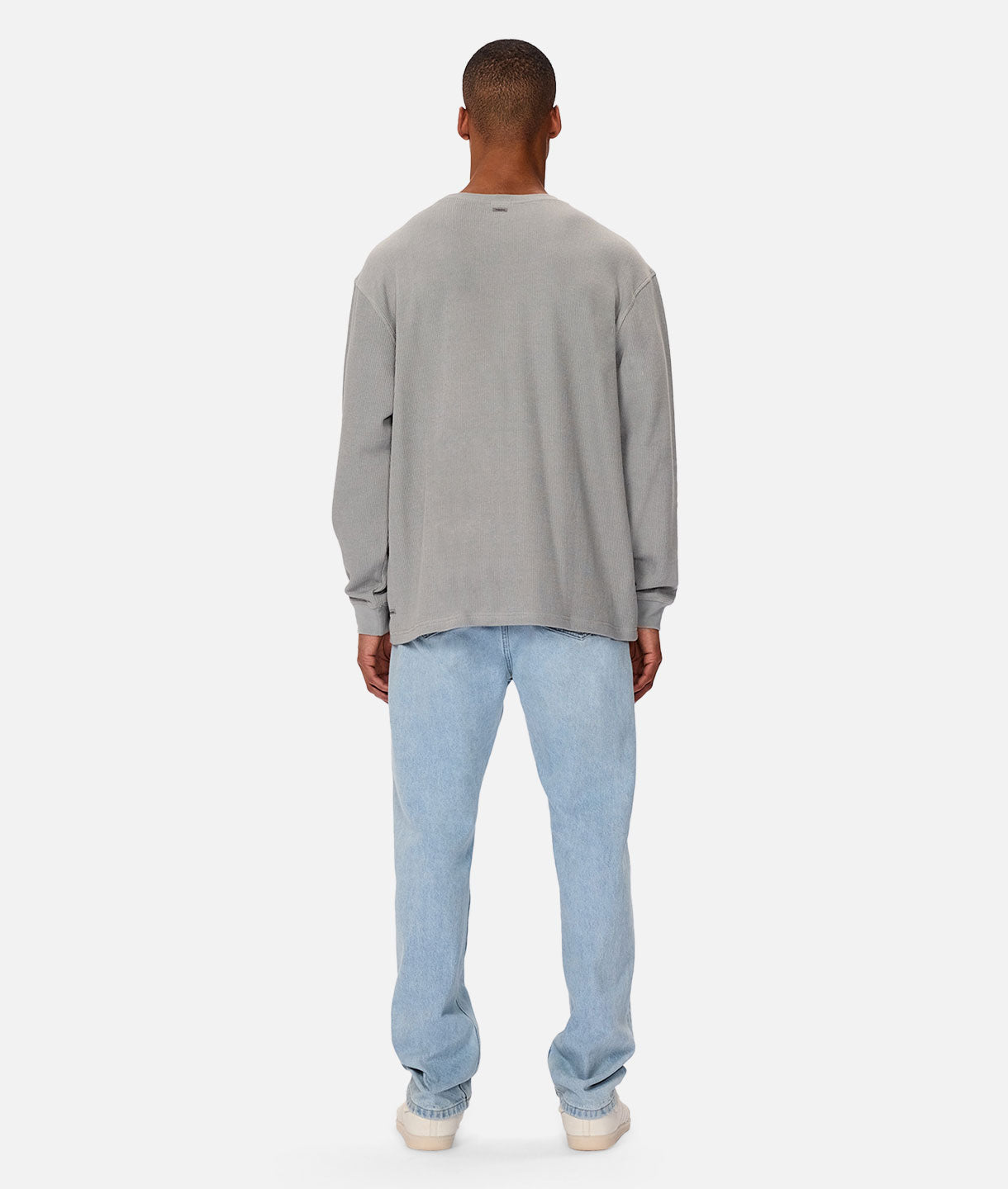 Pico Ribbed Long Sleeve Tee for Women - Soft Stretch Cotton Blend Top in Storm Gray - Perfect for Layering, Casual Outfits & Everyday Wear