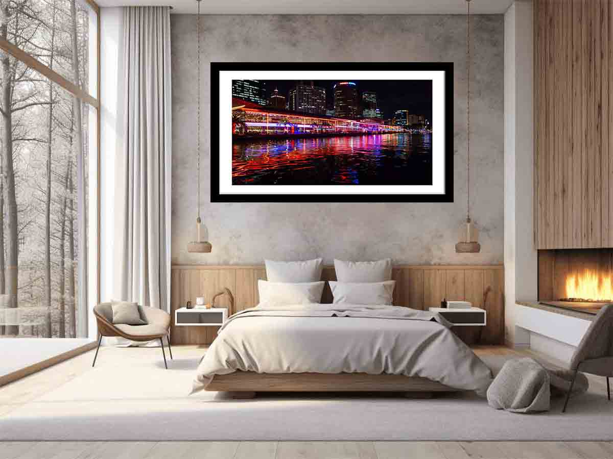 Darling Harbour Sydney Night Framed Print - Stunning Cityscape Wall Art for Home & Office Decor | Perfect Gift for Travel Lovers & Photography Enthusiasts