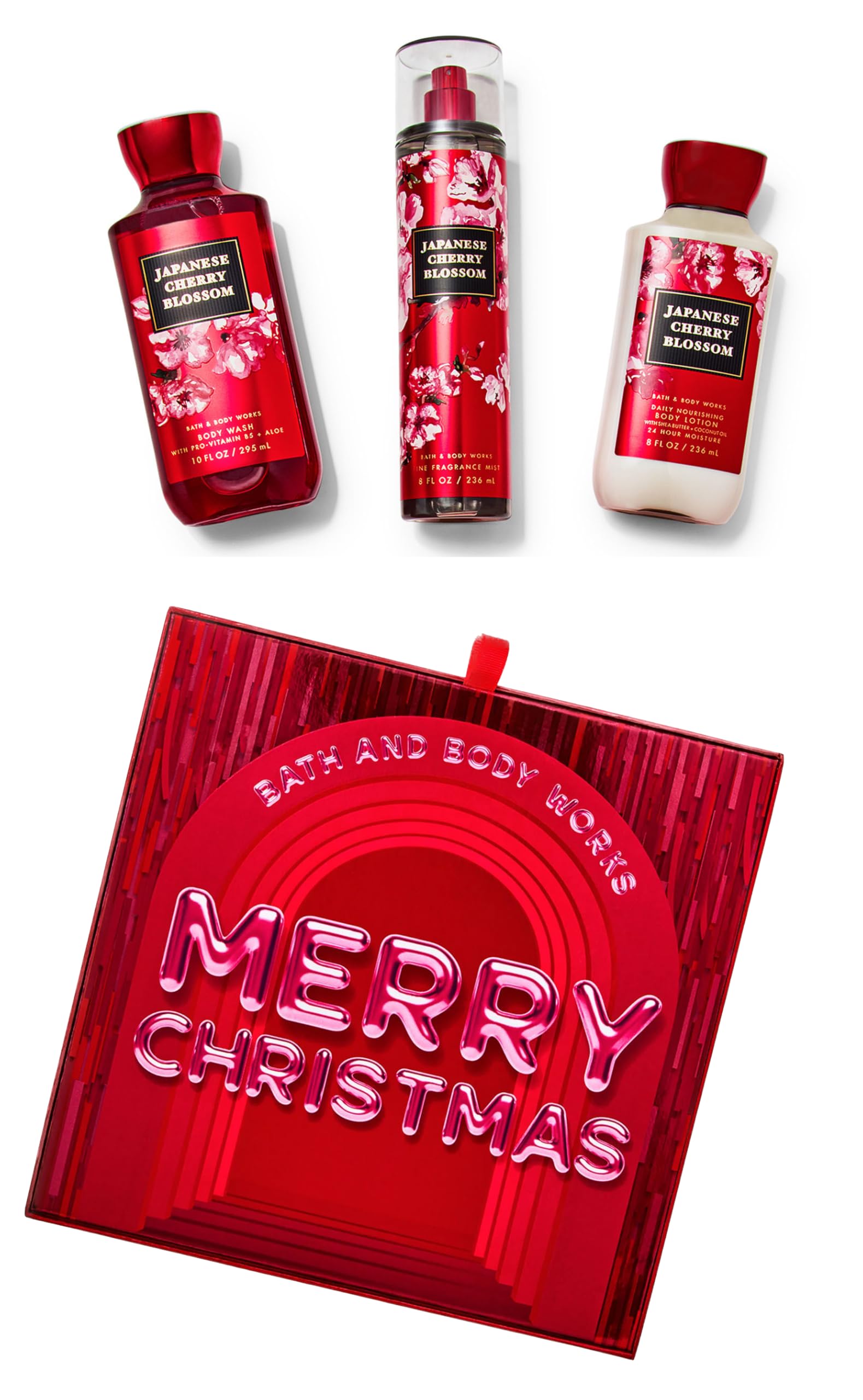 Bath & Body Works Japanese Cherry Blossom Gift Set - 8 oz Fine Fragrance Mist, 10 oz Shower Gel & 8 oz Body Lotion in Luxury Gift Box | Perfect for Valentine's Day, Mother's Day & Birthday Gifts for Women