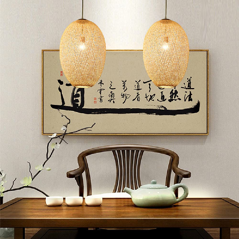Modern LED Chandelier Light - Handwoven Bamboo Rattan Pendant Lamp with Warm White Lighting | Eco-Friendly Ceiling Light Fixture for Bedroom, Living Room, Dining Room & Study | Dimmable Hanging Lantern for Home Decor and Cozy Ambiance