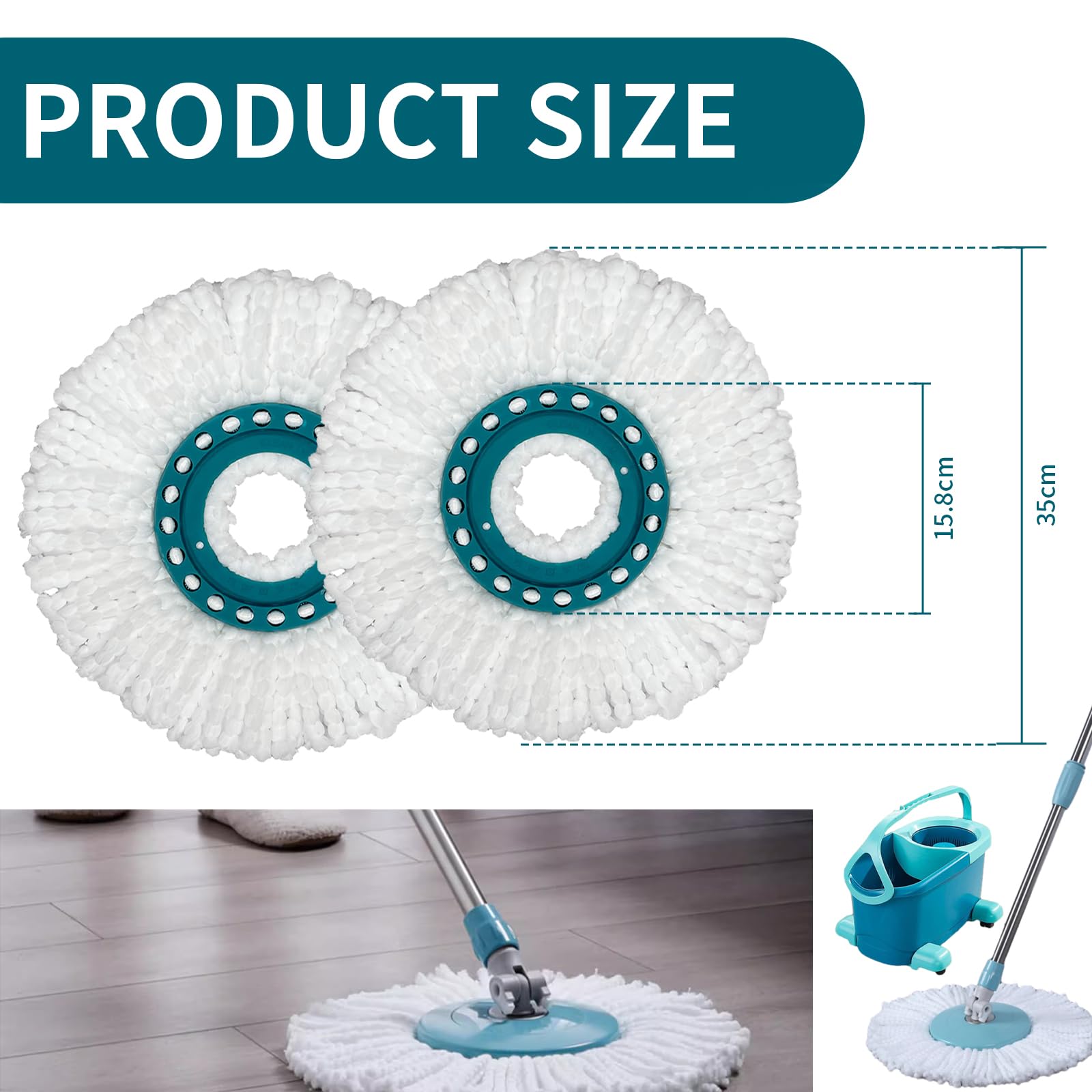 Replacement Mop Heads Compatible with Leifheit Clean Twist Disc Mop System - Microfiber Mop Refills for Easy Floor Cleaning - Perfect for Hardwood, Tile & Laminate Floors