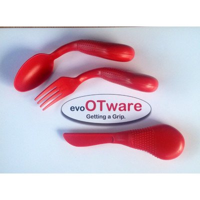The Wright Stuff EVO OTWare Easy Grip Utensils Set - Knife, Fork, Spoon for Arthritis, Parkinson’s & Grip Deficiencies | Ideal for Daily Meals, Assisted Living & Home Care