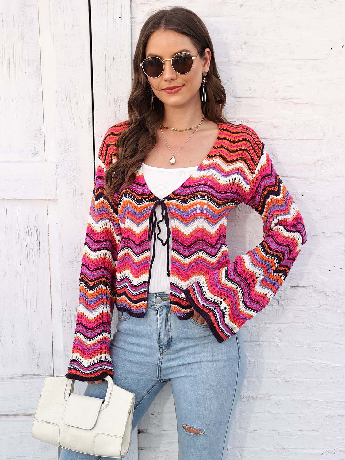 Stylish Striped Boho Cardigan for Women - Lightweight Knit Open Front Cover-Up - Perfect for Casual Outfits, Layering in Fall & Cozy Evenings