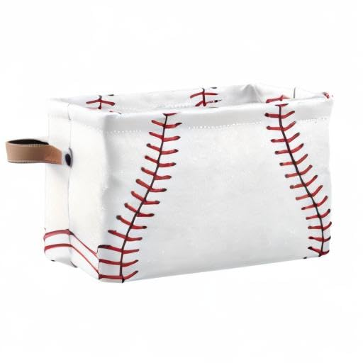 Collapsible Storage Basket Cube with Baseball Laces - 15x11x9.5 Inch Large Laundry Organizer for Closet, Nursery & Kids Bedroom - Foldable Toy Storage Bin (1 Pack) - Perfect for Organizing Toys, Clothes and Home Essentials