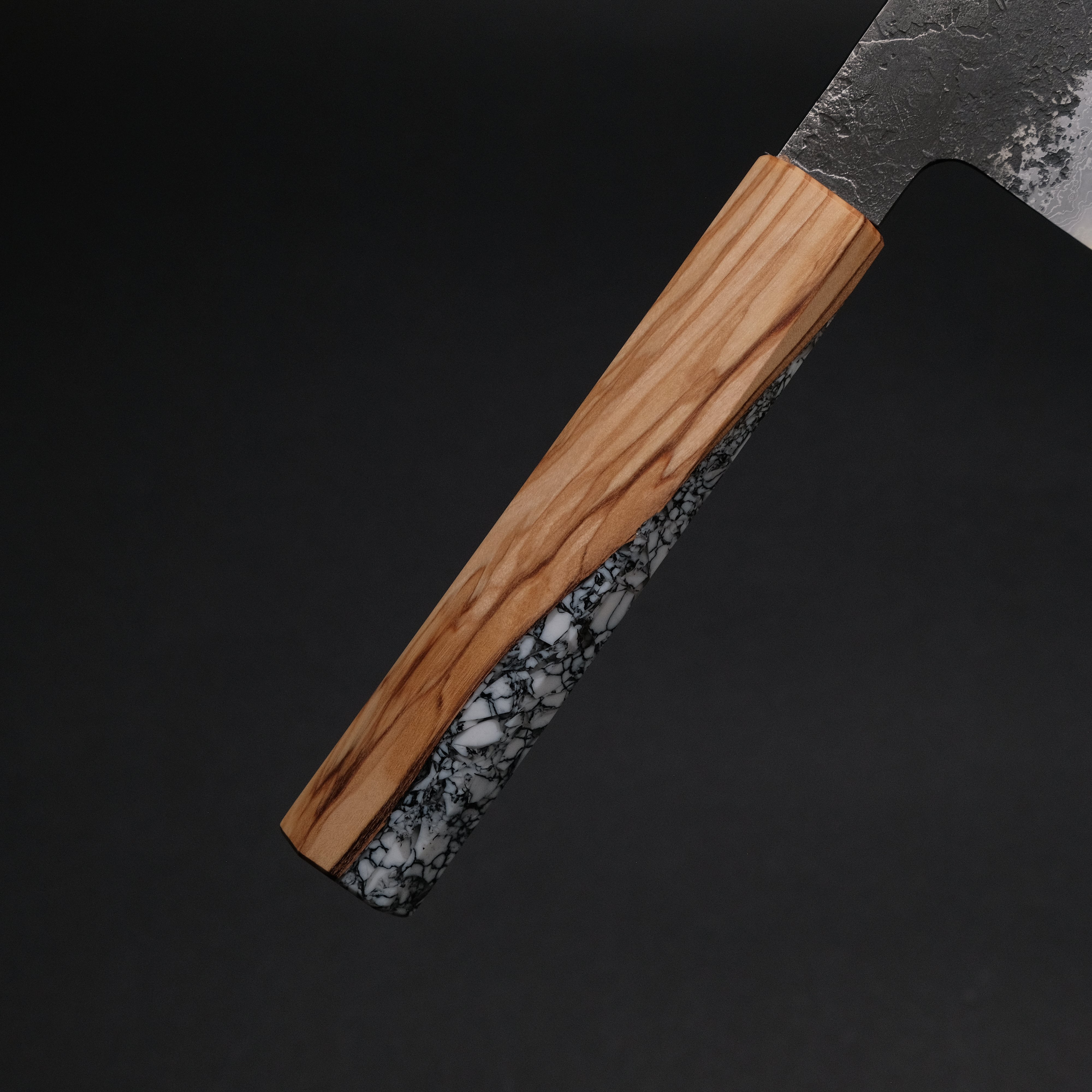 Premium Ajikataya White #2 Nashiji Damascus Gyuto 210mm Japanese Chef Knife with Olive/TQRV Handle (#45) - Perfect for Sushi, Meat Slicing & Professional Kitchen Use