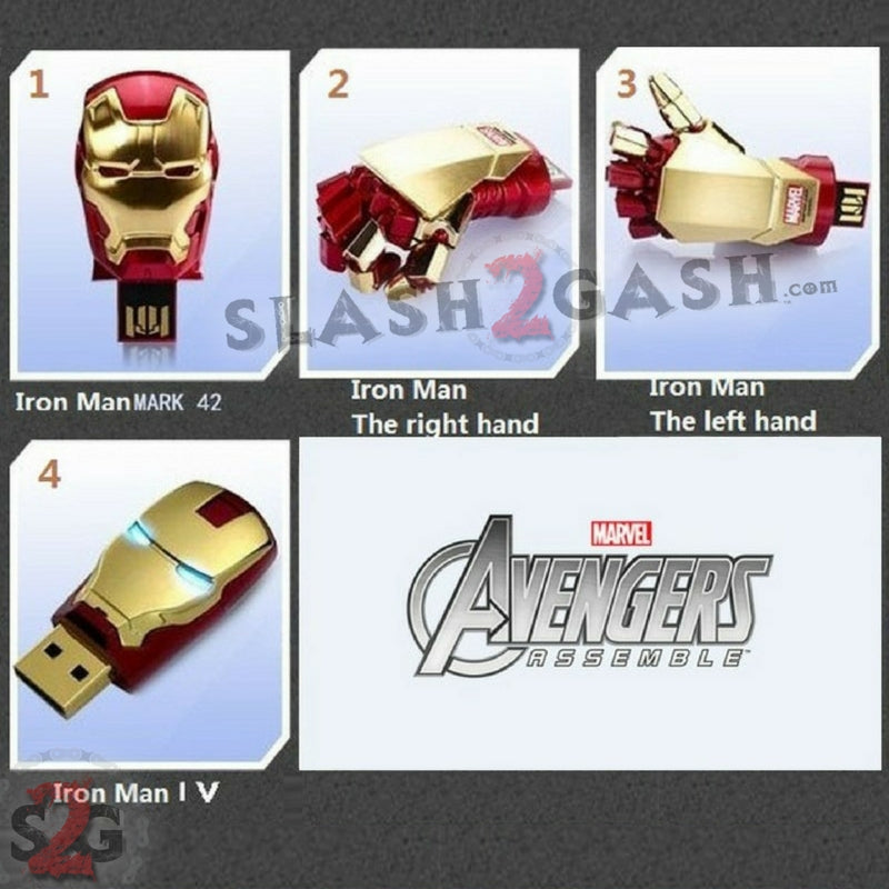 Iron Man USB Flash Drive 2.0 - 16GB Movable Hand with LED Light - Cool Superhero Gadget for Marvel Fans, Collectors & Tech Gifts - Perfect for Cosplay, Office Use & Data Storage