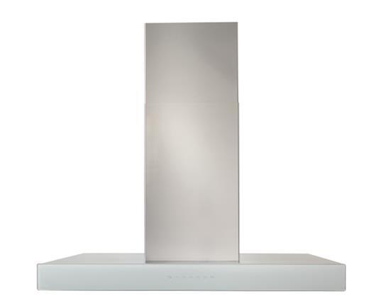 Ispira 36 Inch 650 CFM Stainless Steel Island Range Hood with Purled™ Light System & White Glass - Best for Modern Kitchens, Open Concept Homes & Professional Cooking Spaces