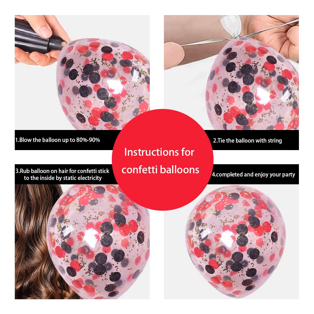 26th Birthday Party Decorations Kit - Red & Black Latex Balloons, Cake Topper, Sash, Foil Curtains & Star Balloons - Perfect for Milestone Birthday Celebrations & Photo Backdrops