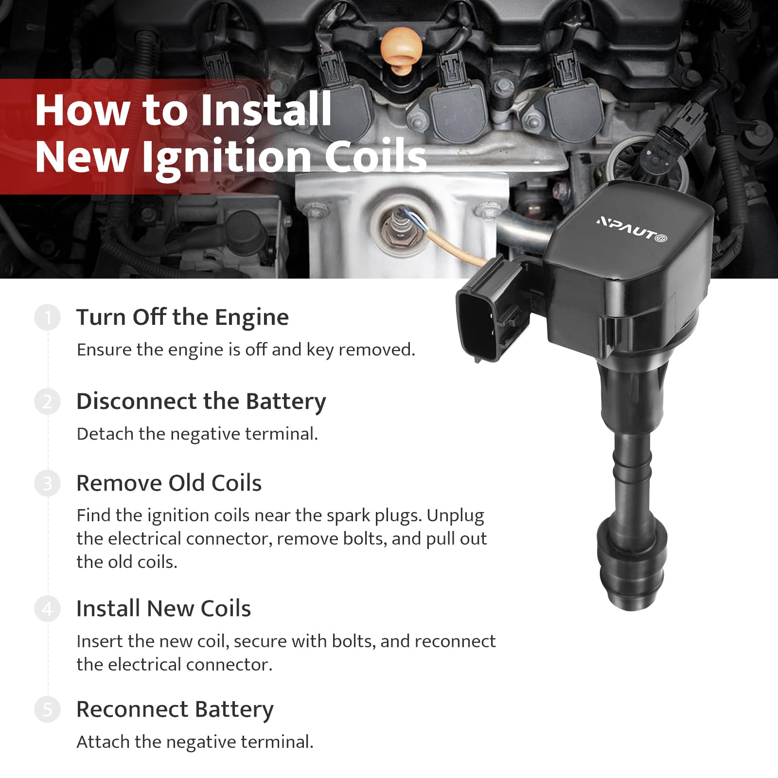 Ignition Coil Pack & Spark Plugs Compatible with Nissan Altima Maxima Pathfinder Frontier Murano Quest Xterra, Infiniti QX4 3.5L 4.0L (2005-2019) - Improve Engine Performance & Fuel Efficiency for Smooth Driving