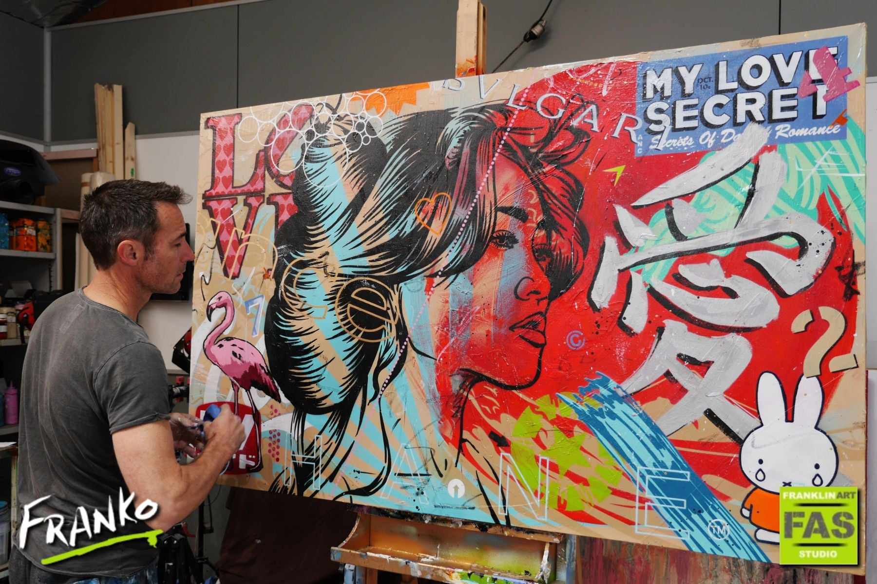 Destiny 160cm x 100cm Geisha Textured Urban Pop Art Canvas Painting - Modern Wall Decor for Living Room, Bedroom & Office
