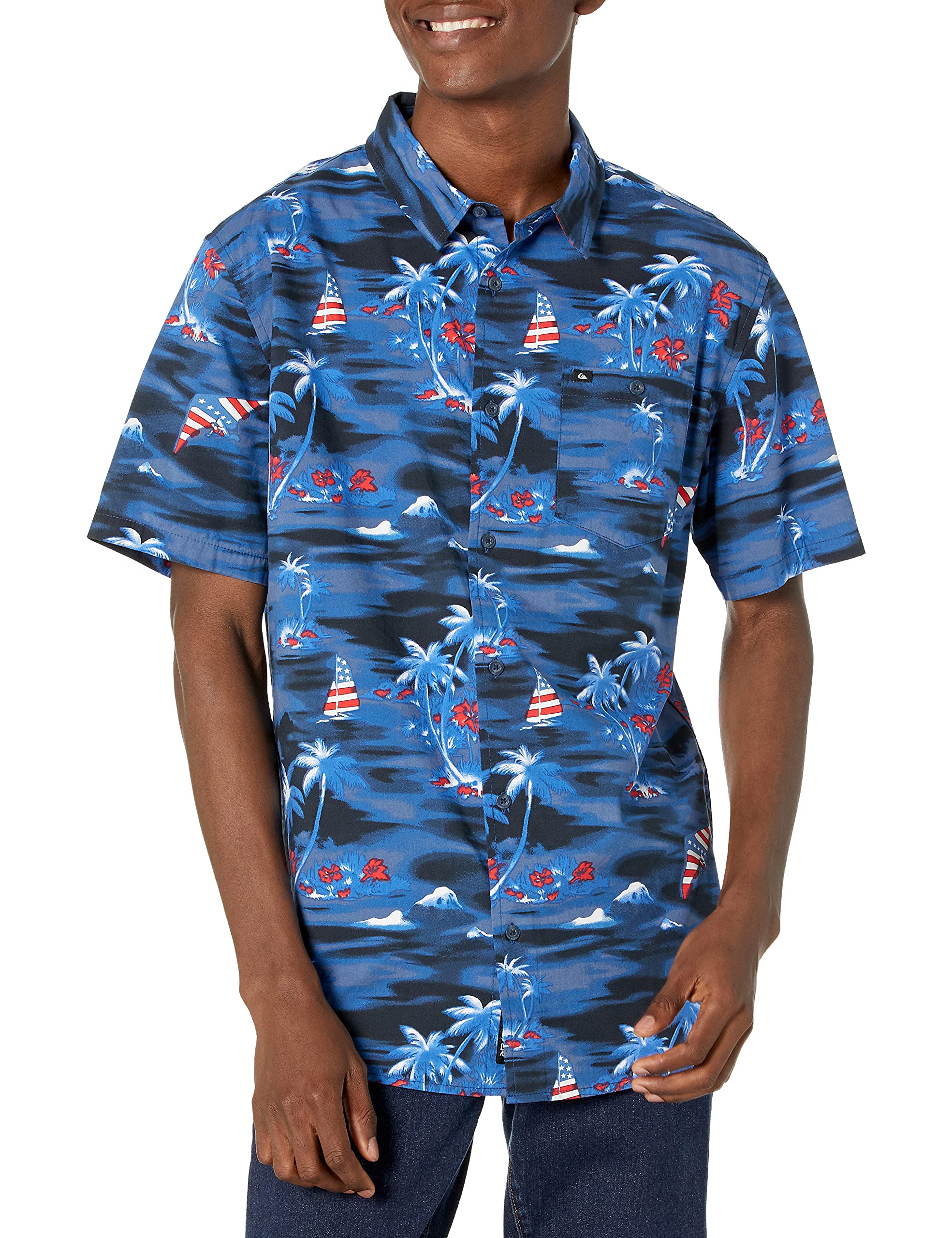 Quiksilver Men's Island Hopper Short Sleeve Shirt - Lightweight Quick-Dry Performance Tee for Surfing, Beach & Outdoor Adventures
