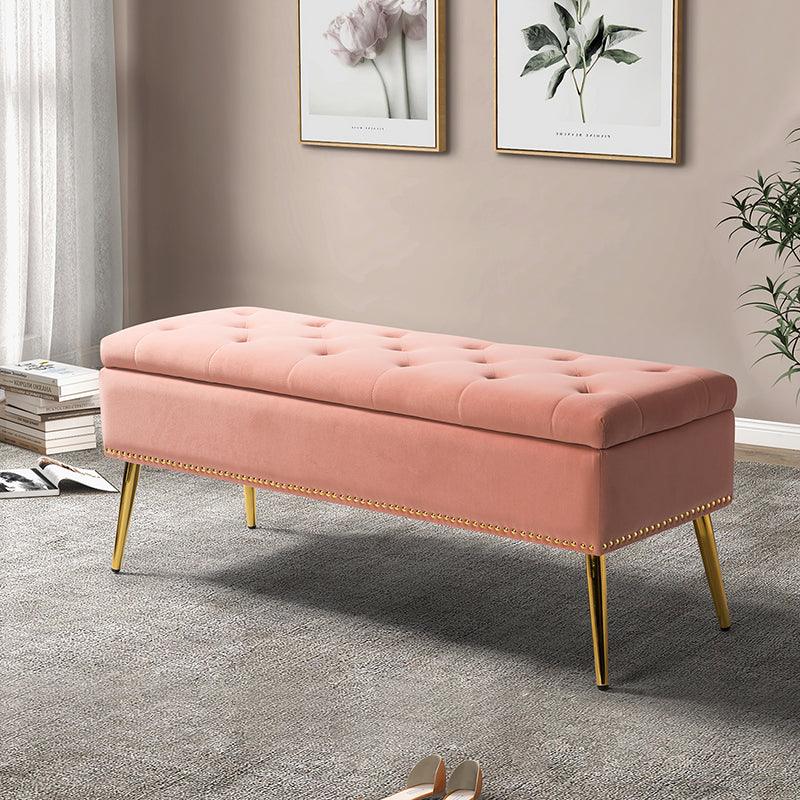 Lenore Upholstered Storage Bench with Cushion Seat - Modern Upholstered Ottoman for Bedroom, Living Room & Entryway - Multi-Functional Storage Furniture for Home Organization