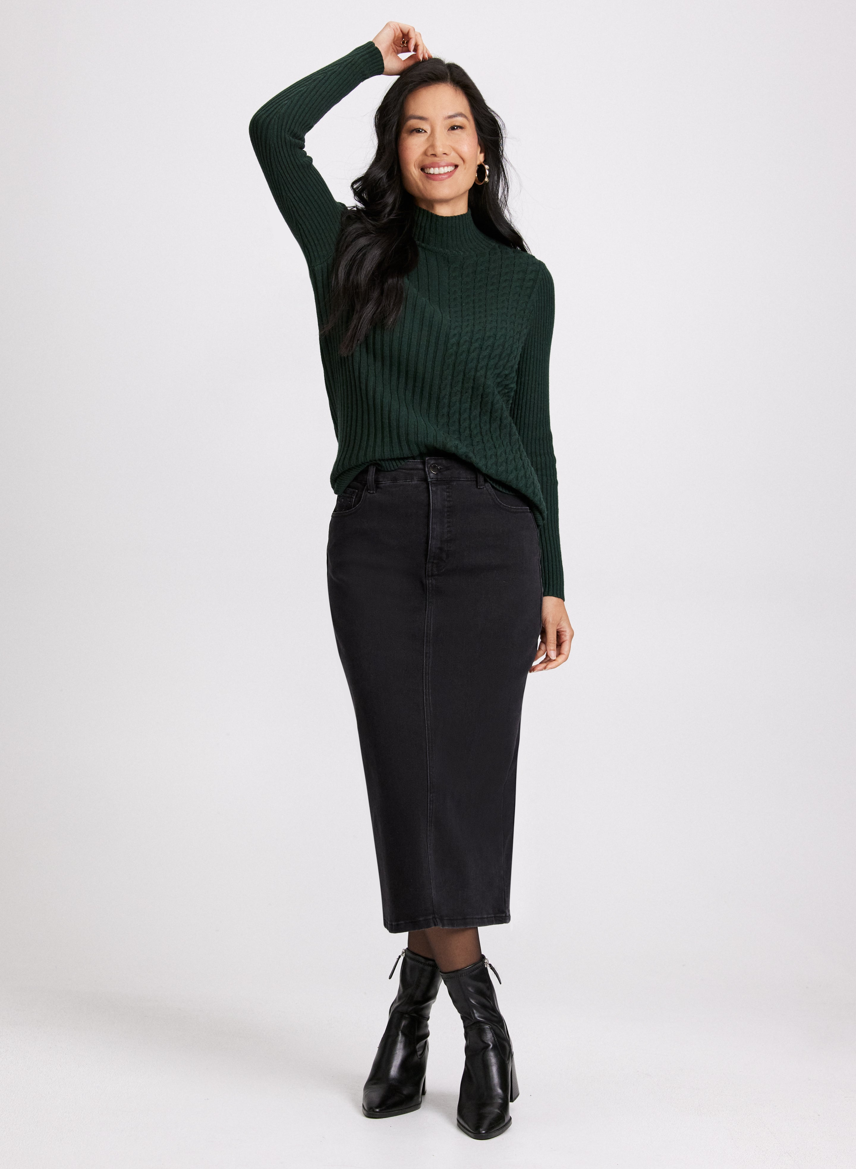 Cozy Cable & Rib Knit Sweater for Women - Soft Winter Pullover with Classic Knit Design | Perfect for Casual Outfits, Office Wear & Holiday Gatherings