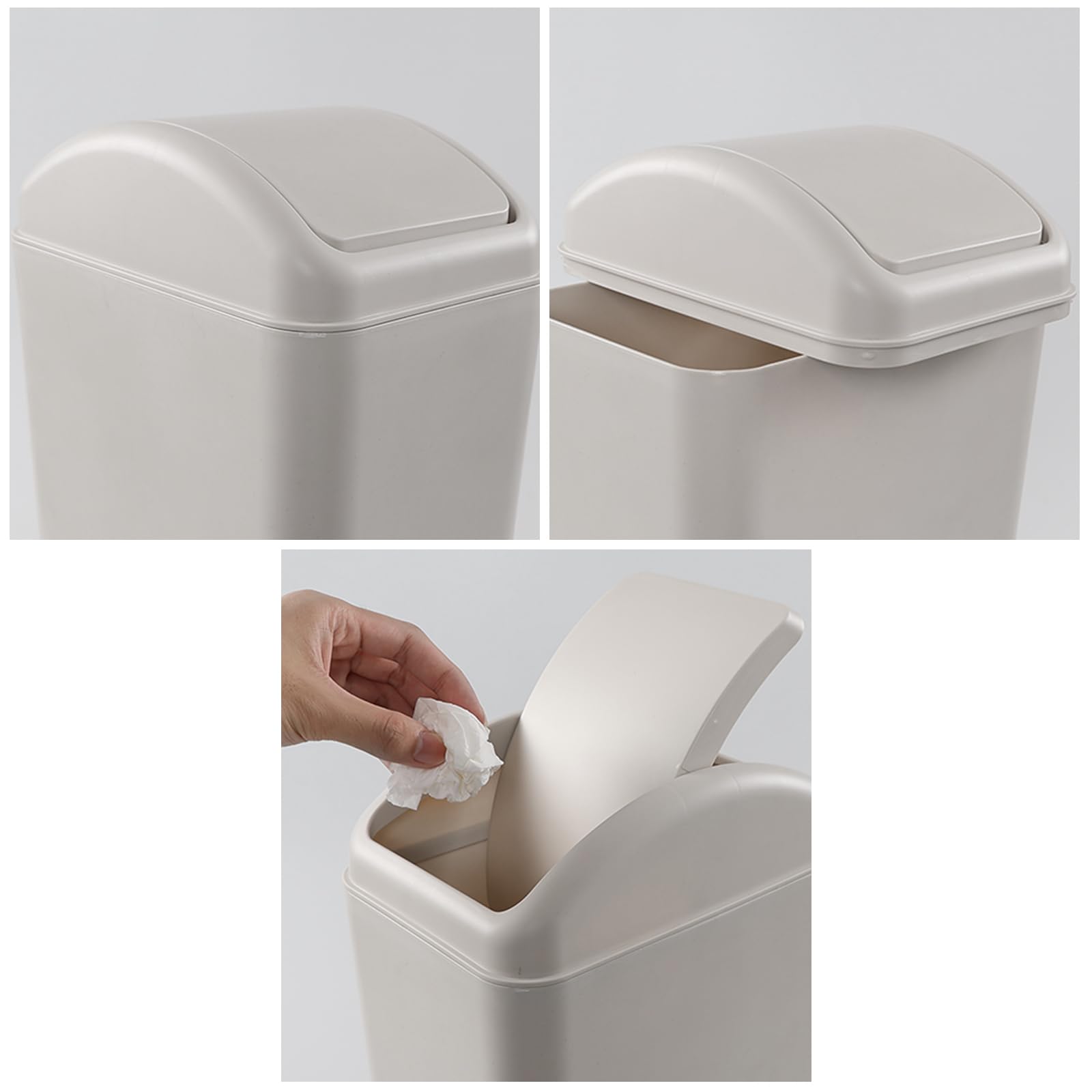 Ramddy Slim Trash Can 14L - Modern Swing Lid Garbage Bin for Kitchen, Bathroom, Office & Home Use - Space Saving Small Waste Basket with Odor Control