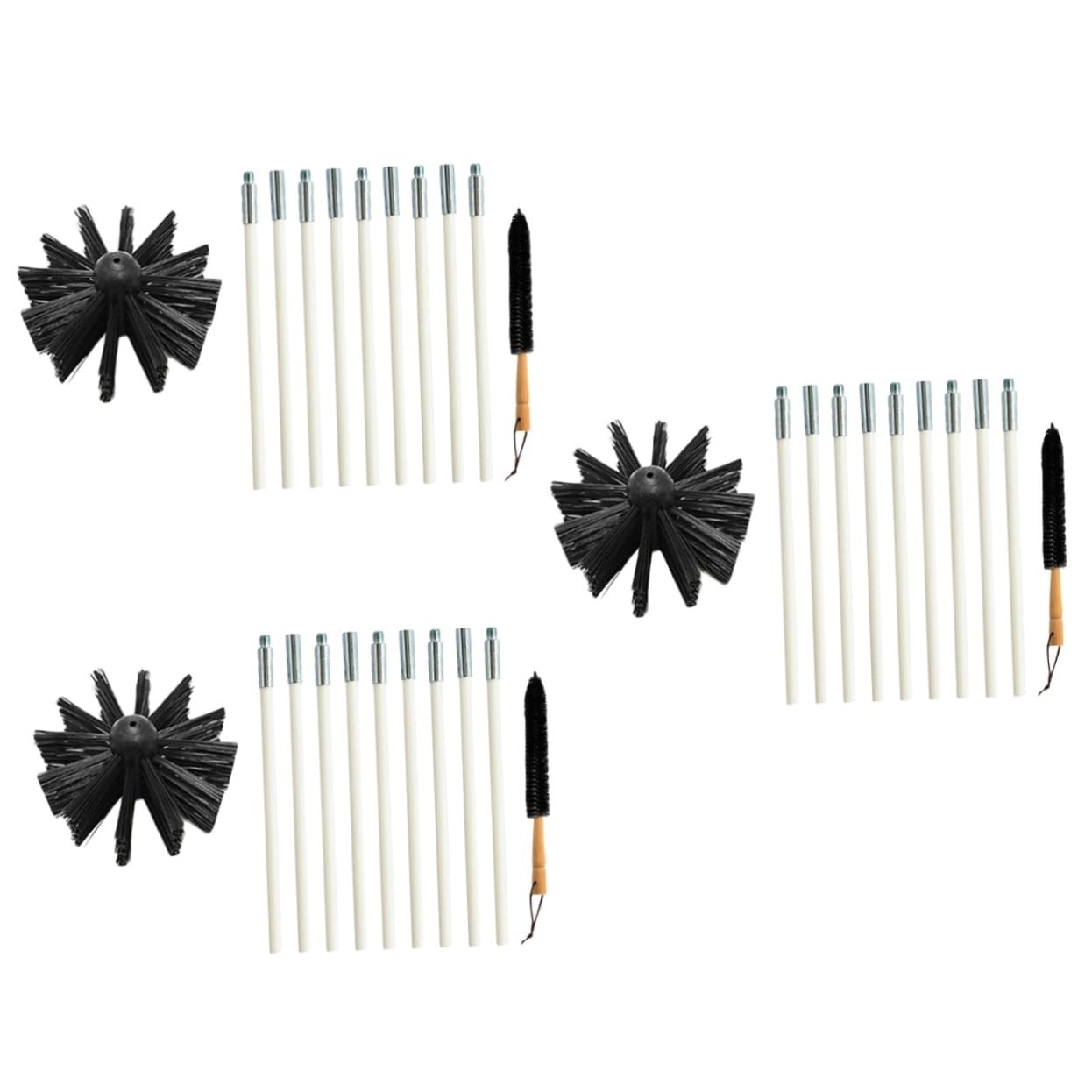 STOBAZA 3-Piece Chimney Brush Set - Heavy Duty Nylon Bristle Dryer Vent & Flue Cleaner for Wall Ovens, Fireplaces, and HVAC Ducts - Professional Lint Remover Tool for Home Maintenance