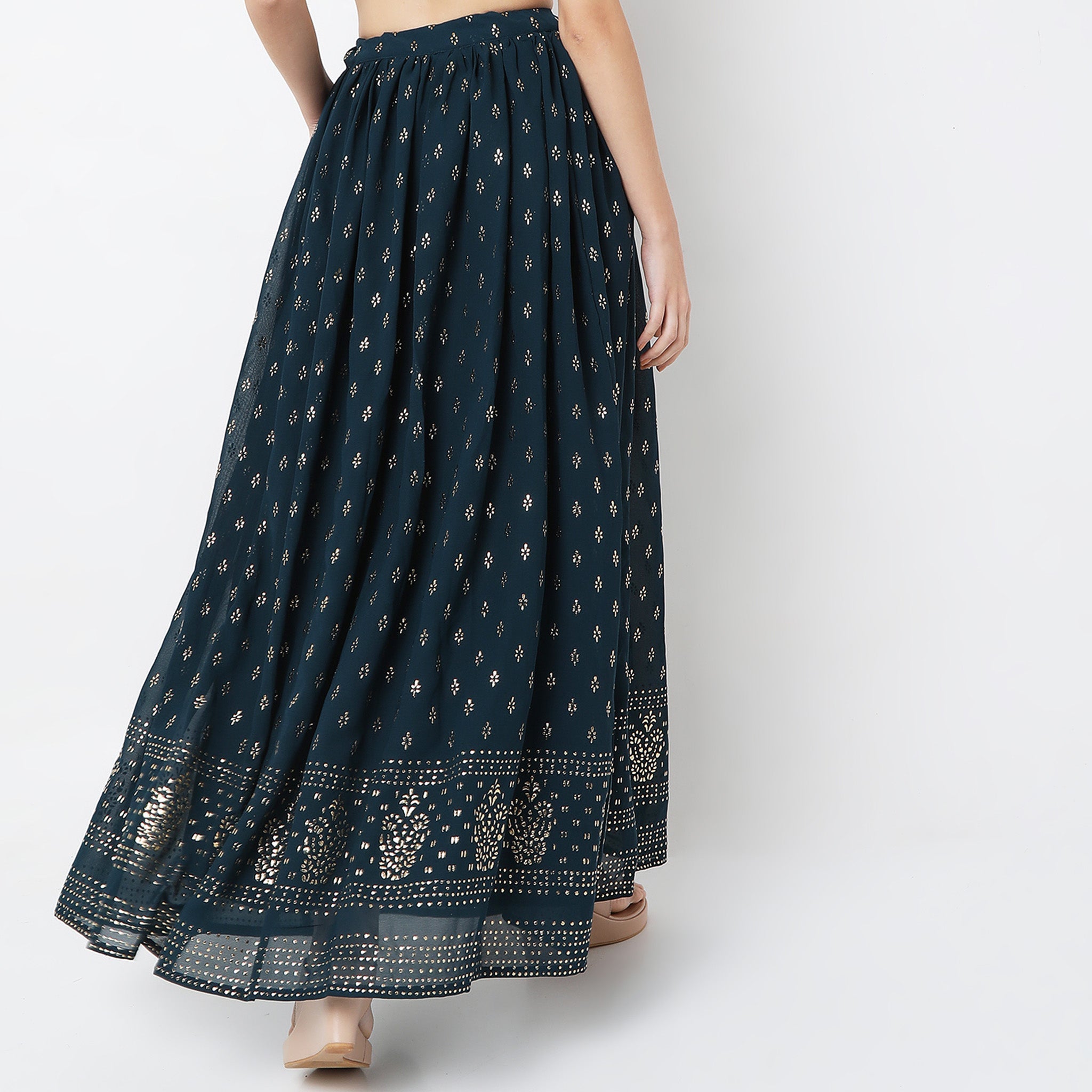 Flare Fit Printed Skirt for Women - A-Line Flowy Midi Skirt with Elastic Waist | Perfect for Casual Outfits, Summer Dresses & Boho Style