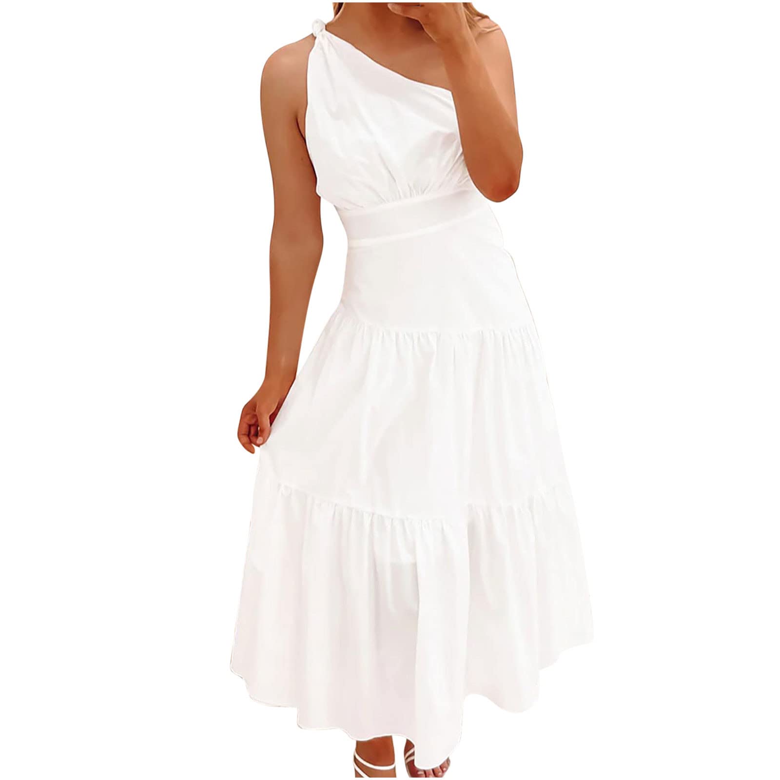 Women's Floral Print Summer Maxi Dress - Casual O-Neck Pullover Sundress for Beach, Daily Wear (White, Size S) | Perfect for Vacations, Outings & Relaxing in Style