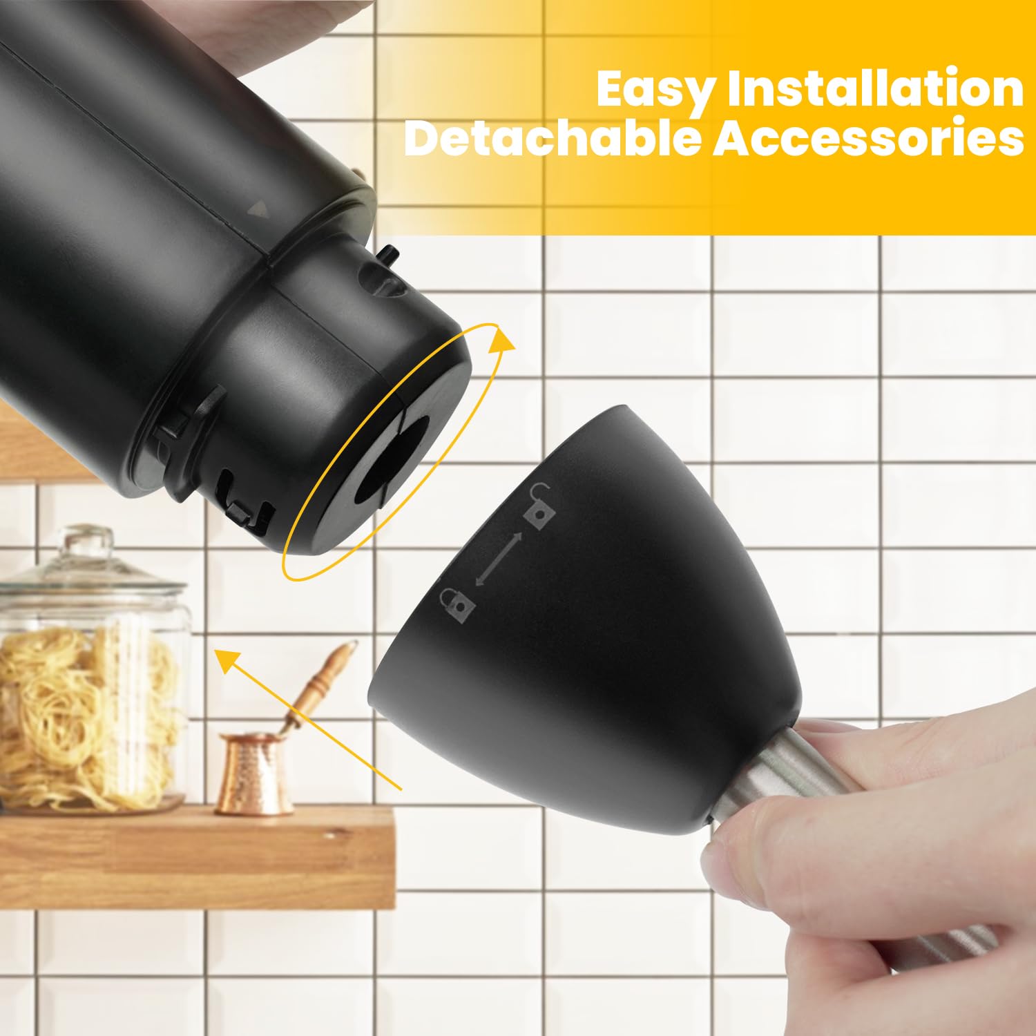 **Rechargeable Cordless Immersion Blender with Turbo Mode – 2-in-1 Hand Mixer with Egg Whisk & Chopper – Heavy Duty Portable Handheld Blender for Smoothies, Soups, Sauces, and Baking**