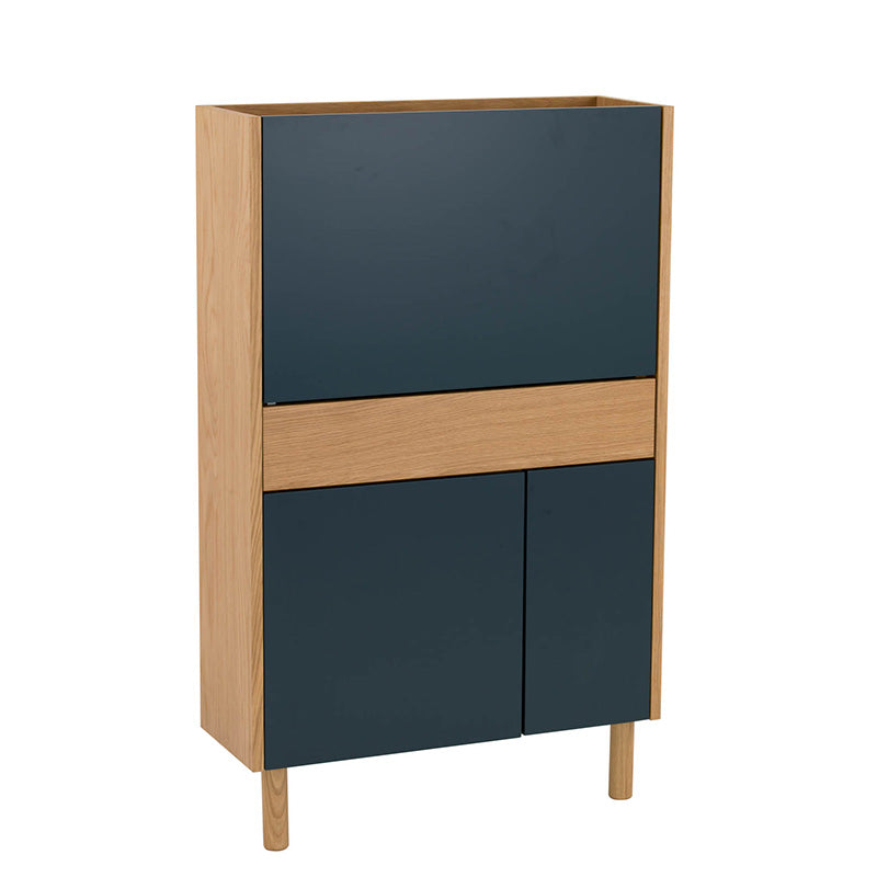 BARTON Study Desk 71cm Height - Blue & Natural Wooden Computer Desk for Home Office, Dorm Room, and Small Spaces