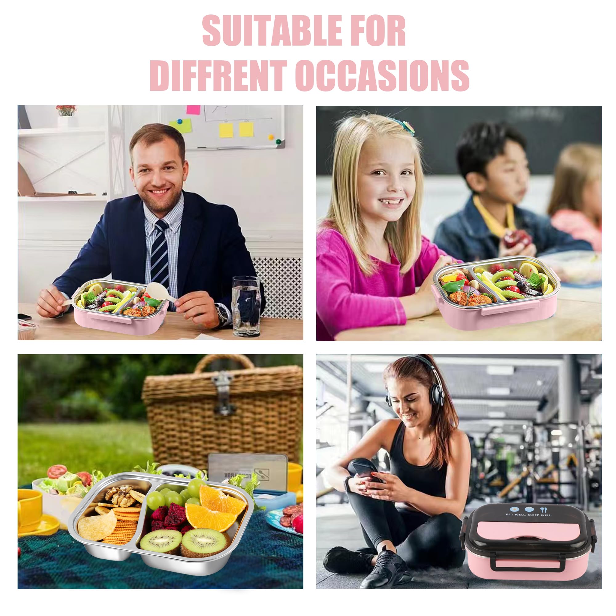 304 Stainless Steel Leakproof Lunch Box - Eco-Friendly Bento Food Storage Container for Adults, Men & Women | Ideal for Office, School, Picnics & Meal Prep