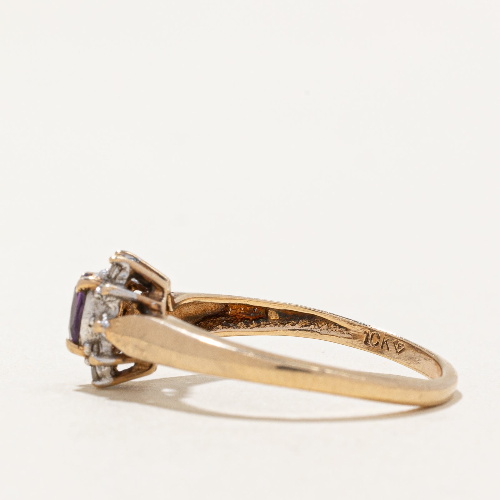 10K Yellow Gold Pink Quartz and Diamond Ring - 0.175ct Center Stone, 0.05ctw Side Diamonds - Size 7 - Elegant Jewelry for Engagement, Anniversary & Special Occasions