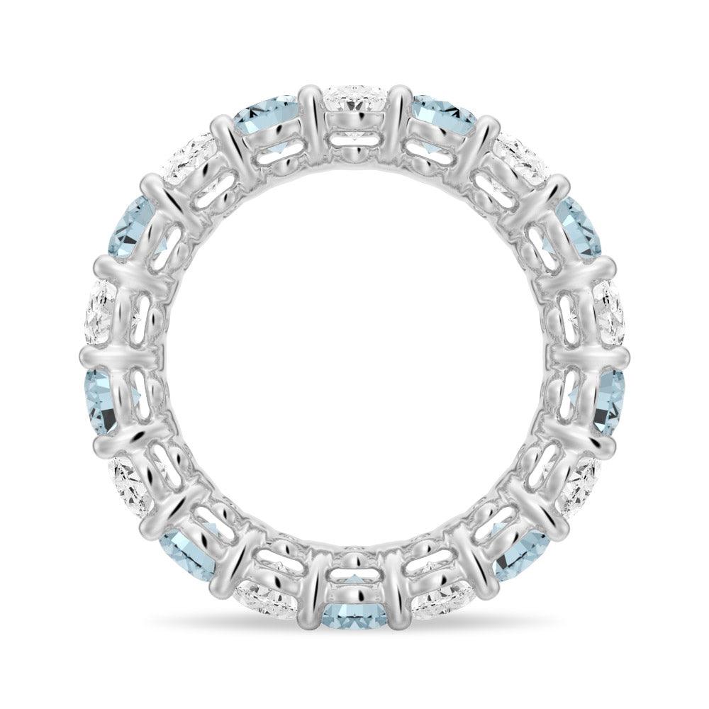 6.6 CT Lab-Created White Sapphire & Aquamarine Gemstone Ring for Women - Perfect for Engagement, Wedding, Anniversary & Special Occasions
