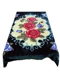 Solaron Korean Mink Plush Blanket - Ultra Soft & Thick Queen Size Throw with Roses Design - Perfect for Bed, Sofa, and Gift Giving