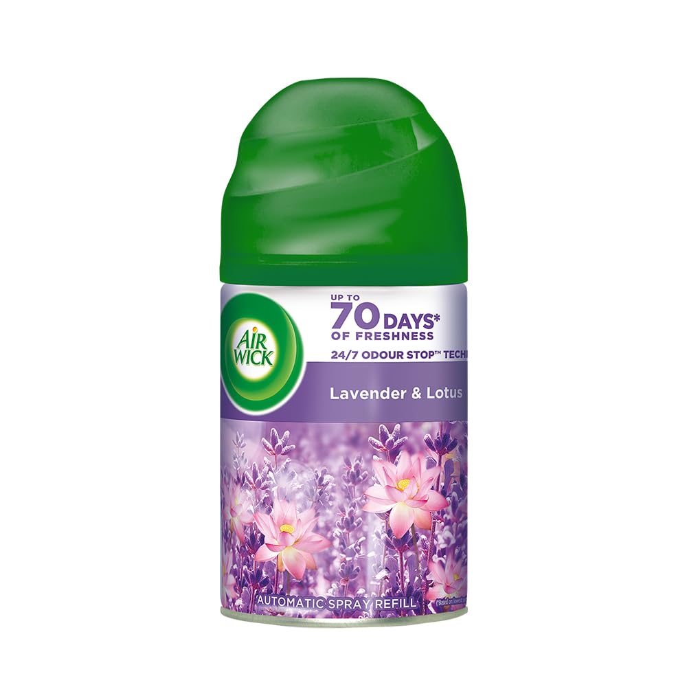Air Wick Freshmatic Automatic Air Freshener Refill 250ml - Lavender & Lotus Scent | 2600 Sprays Guaranteed | Home, Bathroom & Office Air Freshener | Eliminates Odors & Creates Relaxing Atmosphere