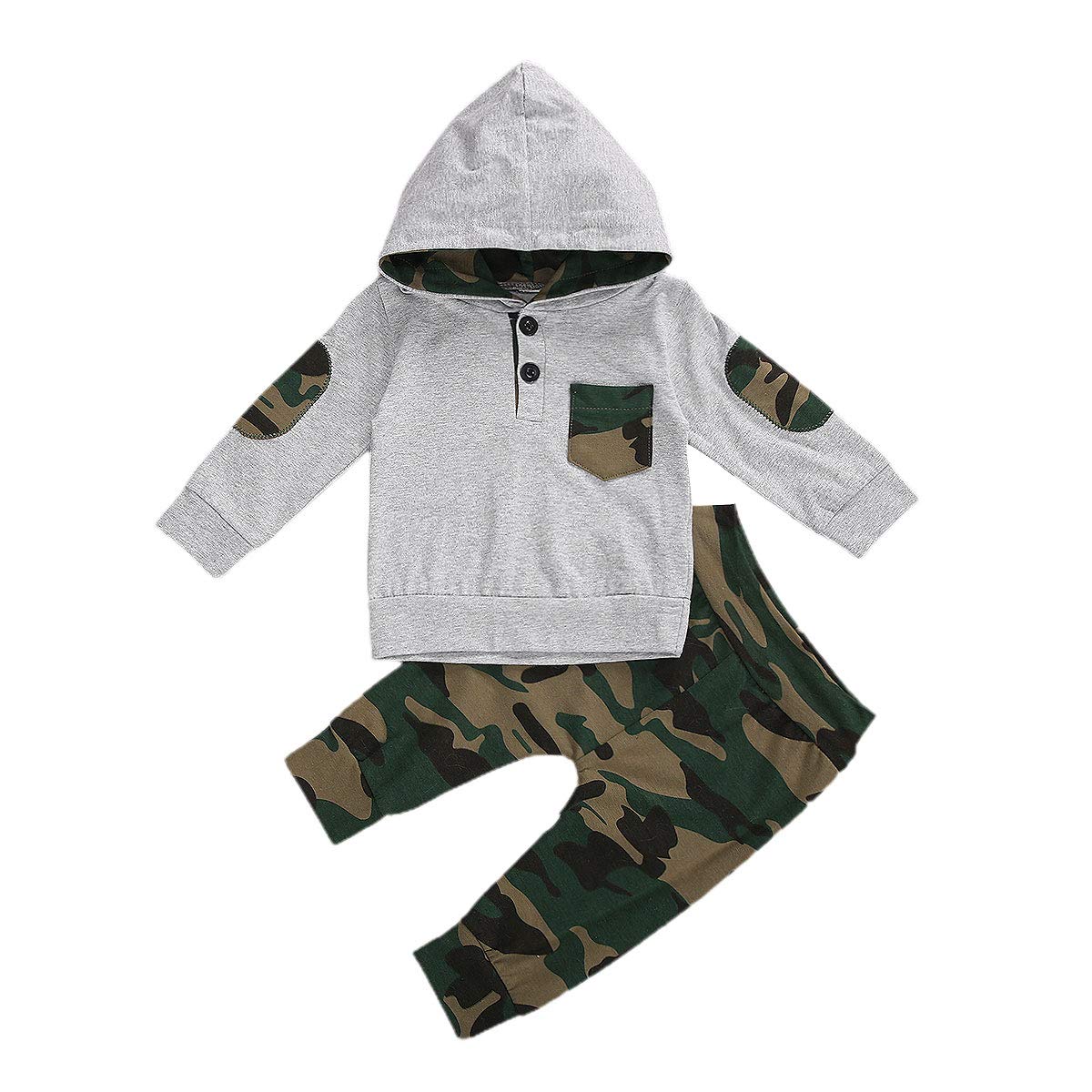 **Baby Boy Fall Winter Clothes Set – Camo Hoodie & Pants Outfit (2PCS) – Warm Infant Boy Outfit for Playdates & Outdoor Adventures**