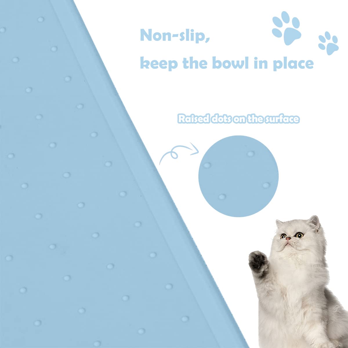 **Waterproof Silicone Dog Food Mat - Non-Slip Pet Feeding Mat for Dogs & Cats - Washable Floor Mat for Food & Water Bowls - Durable & Easy Clean (Blue) - Perfect for Kitchen, Crate, or Outdoor Use**