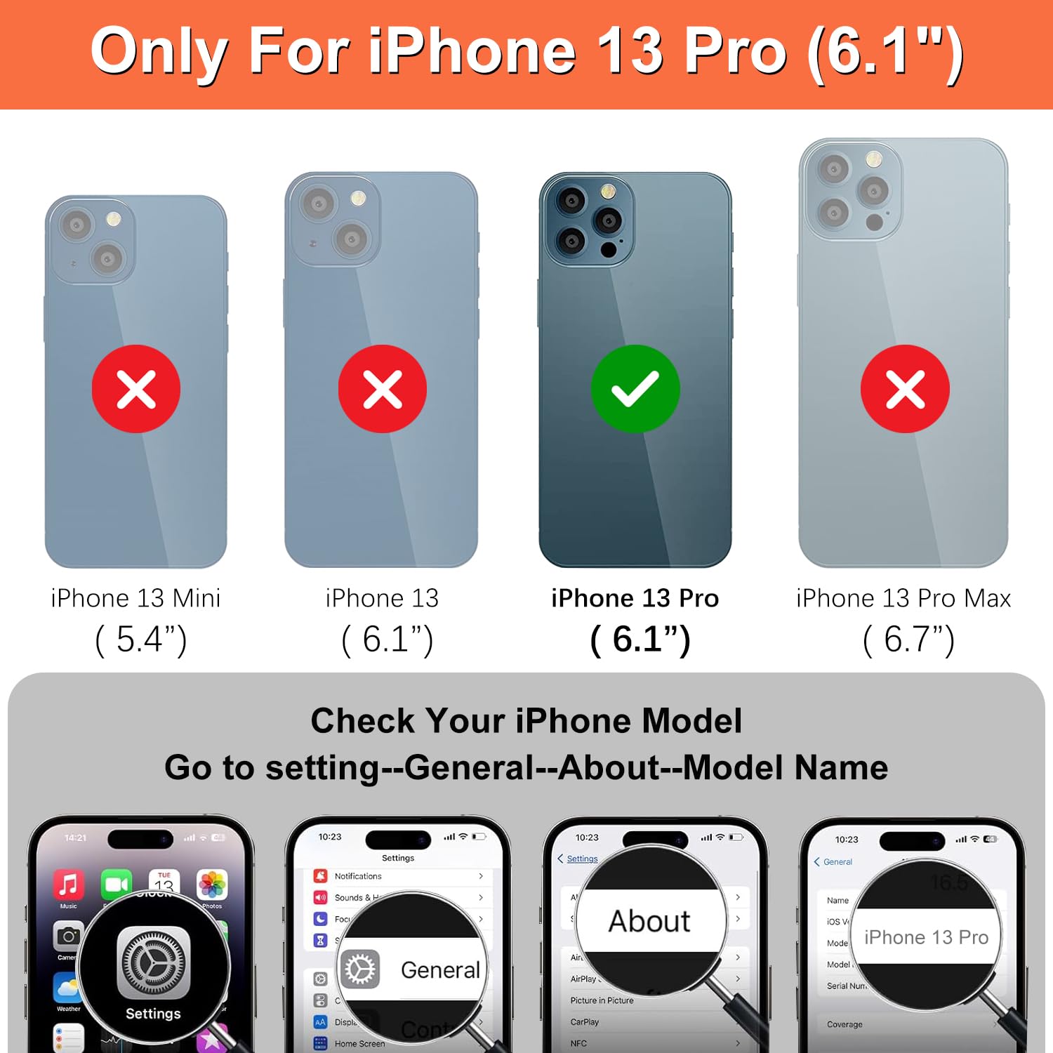 RFID Blocking PU Leather Wallet Case for iPhone 13 Pro (6.1