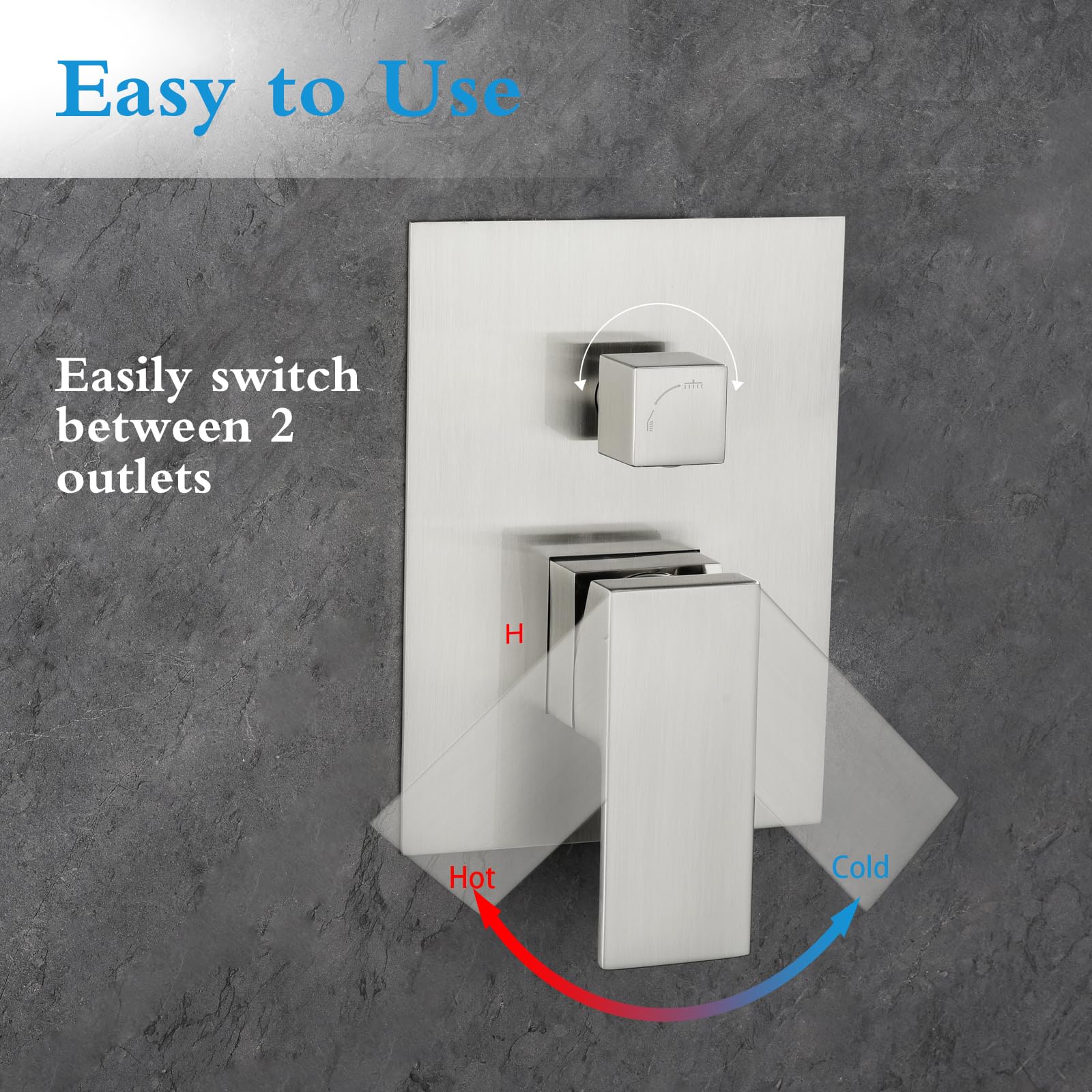 QISHENG Solid Brass Pressure Balance Shower Diverter Valve - 2 Function Outlet, Brushed Nickel Trim Kit for Bathroom Shower Replacement | Perfect for Modern Bathroom Renovations & Shower System Upgrades