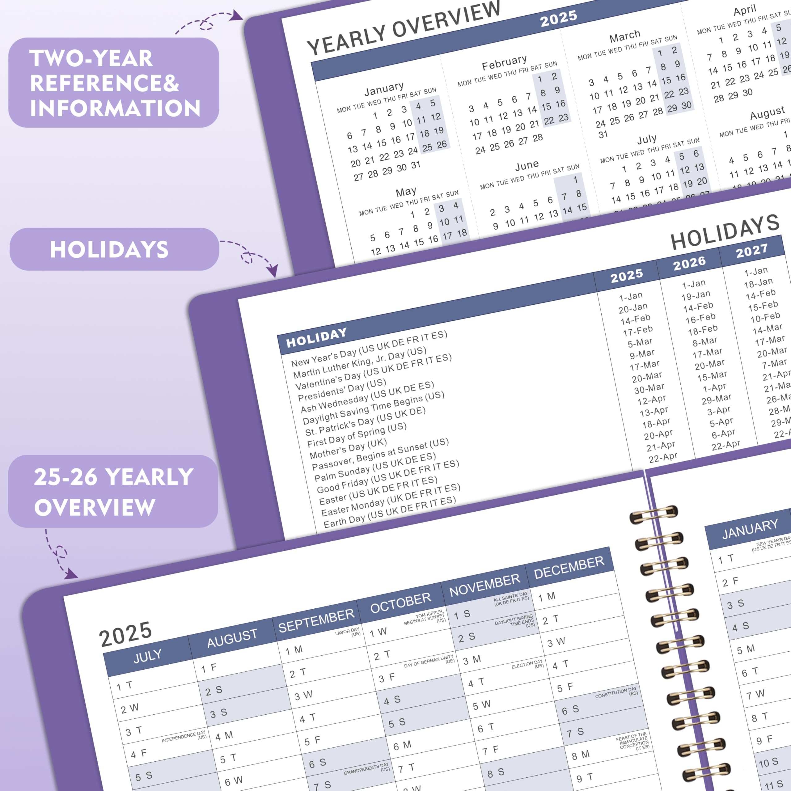 2025-2026 Weekly Planner - July 2025 to June 2026 Academic Calendar, 8.5