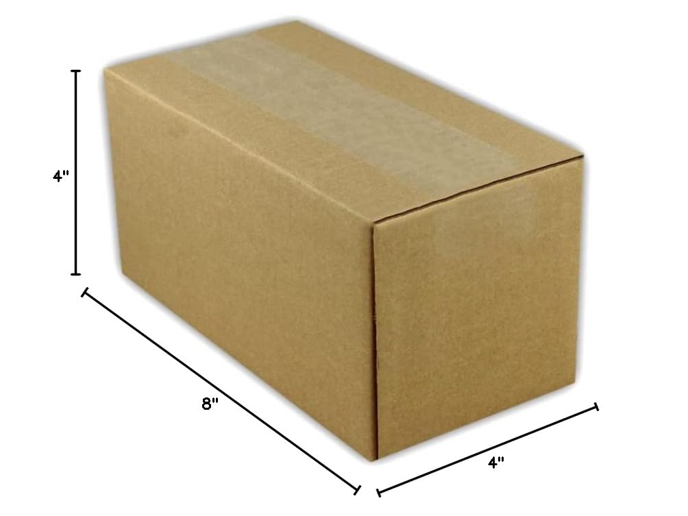 200 Eco-Friendly 8x4x4 Inches Corrugated Cardboard Boxes for Packing, Mailing, Moving & Shipping - Durable Cartons for Home, Office & E-commerce Use
