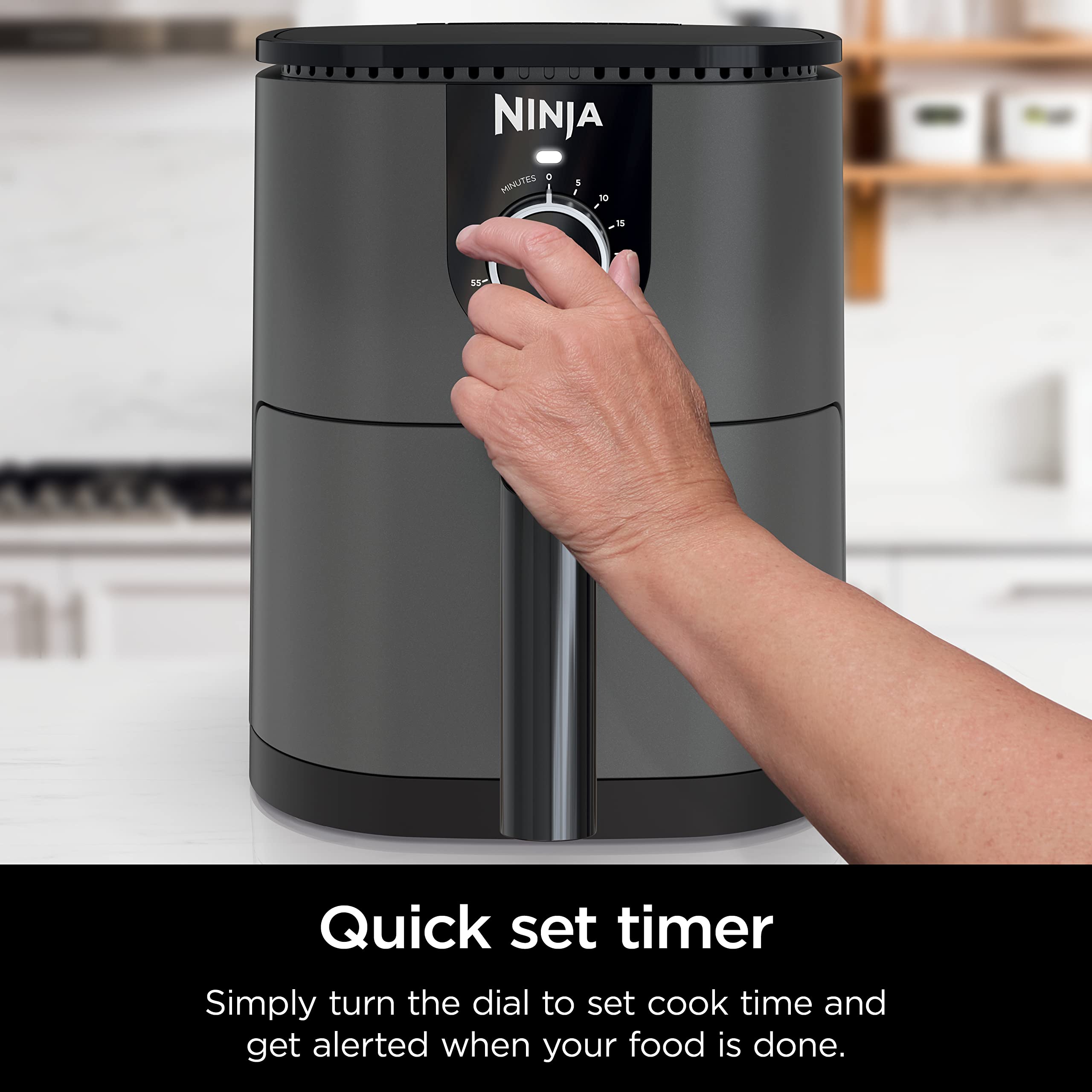 Ninja AF080 Mini Air Fryer 2 Quart - Compact Nonstick Air Fryer with Quick Set Timer, Grey - Perfect for Small Kitchens, Dorms & Healthy Cooking