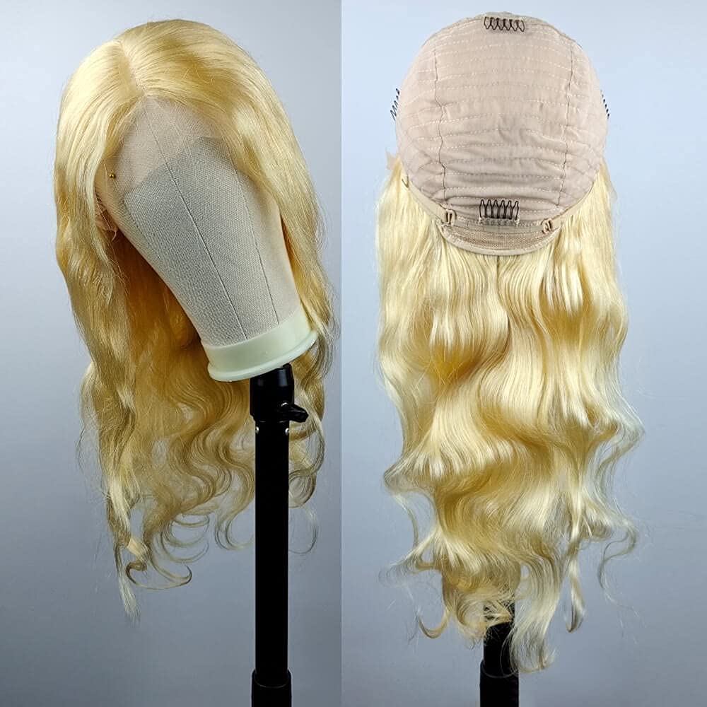 613 Blonde 28 Inch Human Hair Lace Front Wig - 13x4 Brazilian Body Wave Pre-Plucked with Baby Hair 150% Density for Women | Perfect for Cosplay, Daily Wear & Special Occasions
