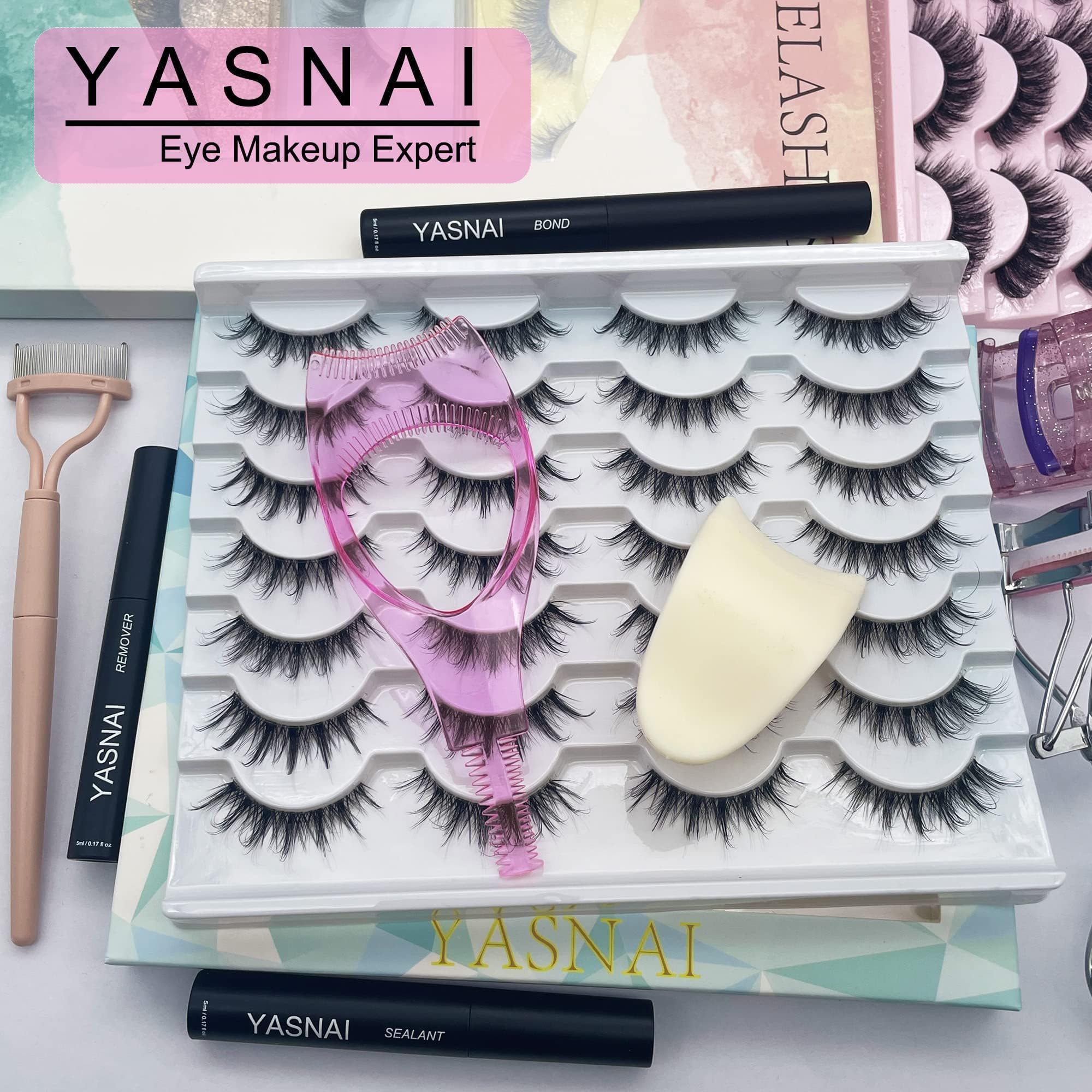 YASNAI 3-in-1 Mascara Shield & Lash Applicator Tool - Eyelash Separator, Comb & Guard for Perfect Makeup Application | Ideal for False Lashes, Mascara Protection & Eye Makeup | Great for Daily Use, Salon Professionals & Makeup Beginners