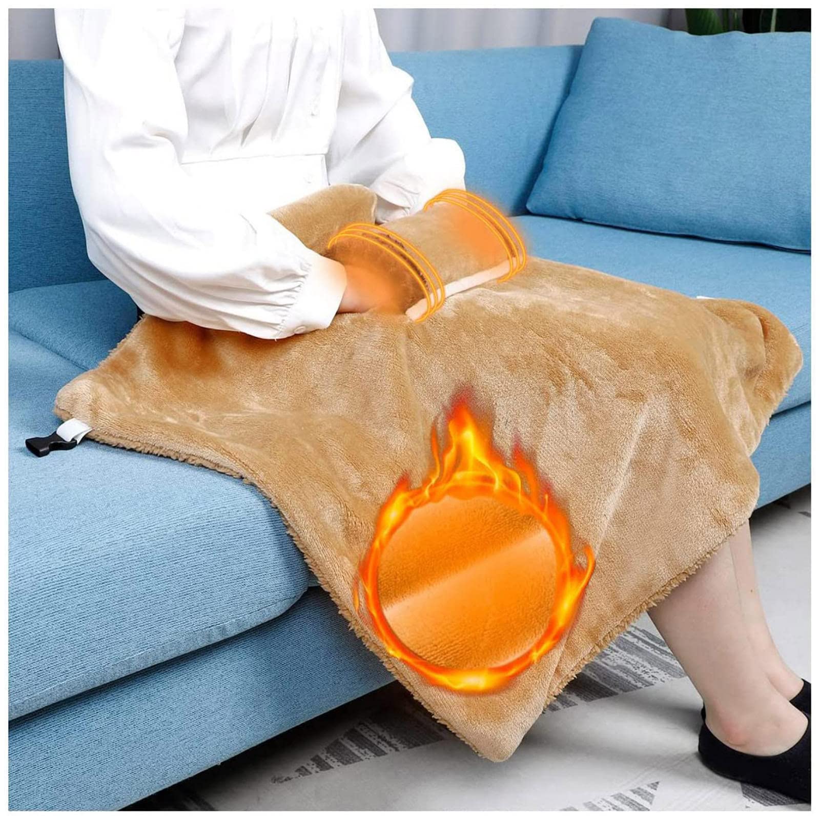 USB Electric Heated Blanket - Ultra Soft Velvet Warming Throw for Home, Office & Travel | Portable Heating Shawl for Car, Camping & Outdoor Use | Cozy Winter Gift (Brown) - Perfect for Cold Nights, Road Trips & Workspace Comfort
