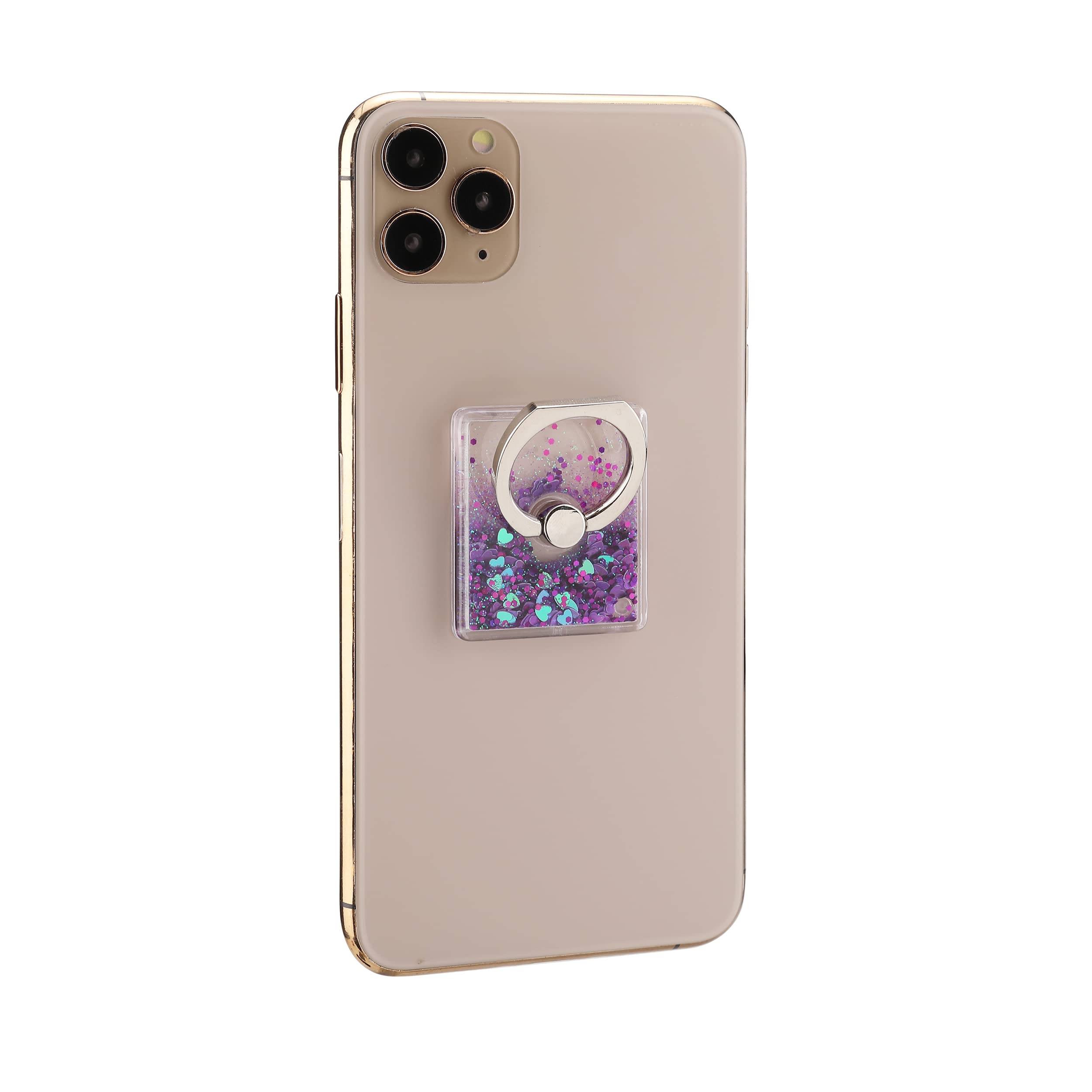 360° Rotating Phone Ring Holder - Secure Grip & Stand for iPhone & Android - Glitter Purple for Daily Use