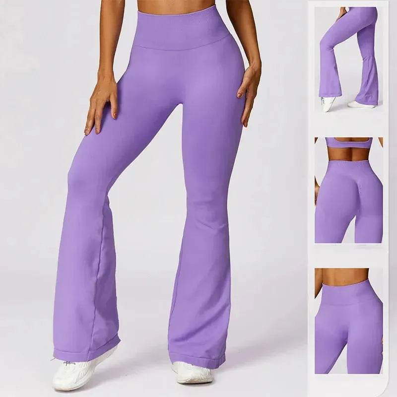 Seamless Flared Leggings for Women - High Waist Yoga Pants, Scrunch Butt Workout Leggings, Gym Dance Fitness Clothing | Perfect for Yoga, Pilates, Running & Casual Wear