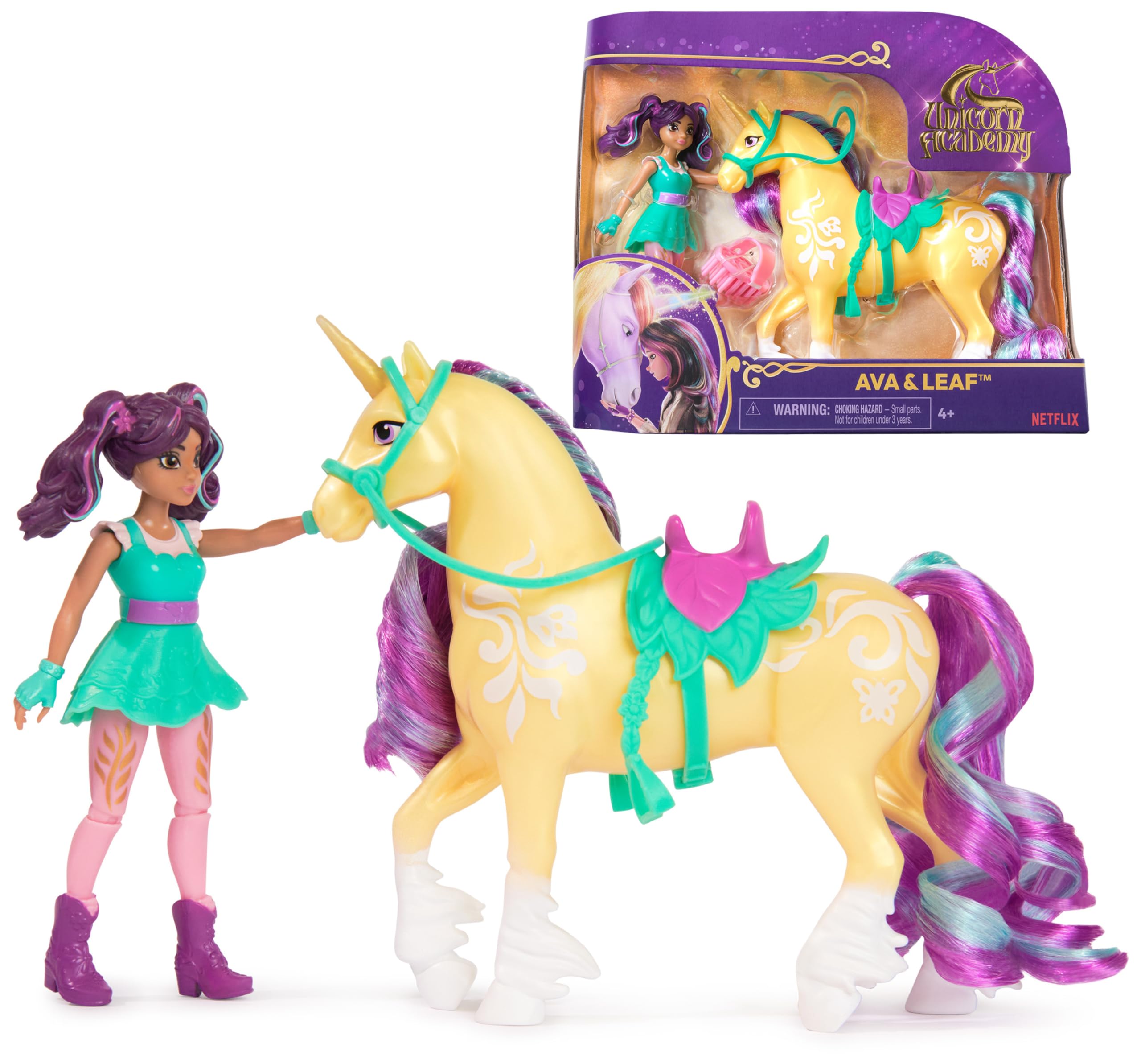 Unicorn Academy Ava & Leaf Doll Set with 2 Accessories & Hair Styling Tool - Magical Unicorn Toys for Girls Ages 4+ | Perfect for Imaginative Play, Birthday Gifts & Pretend Tea Parties